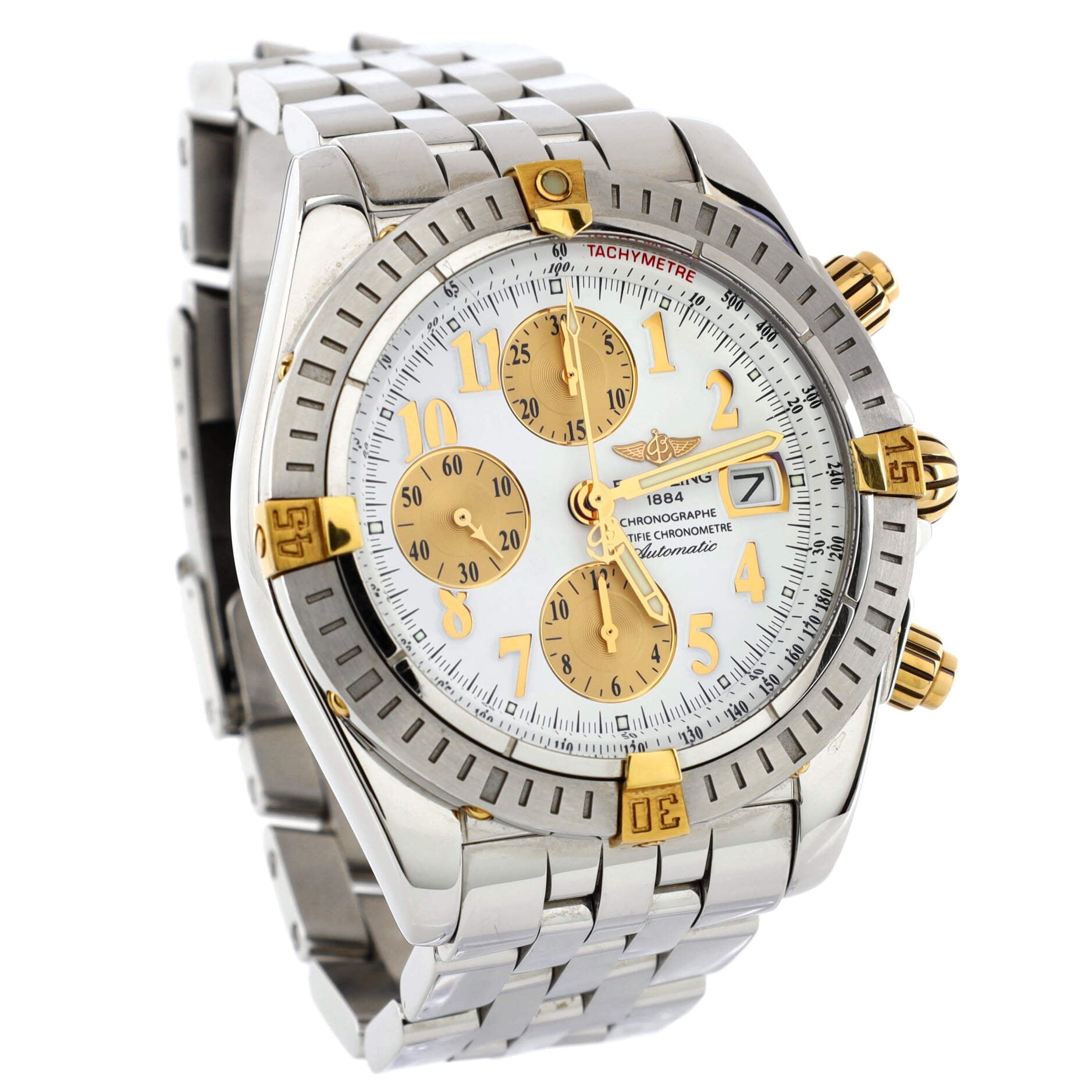 Chronomat Evolution Chronometer Chronograph Automatic Watch Stainless Steel and Yellow Gold 44