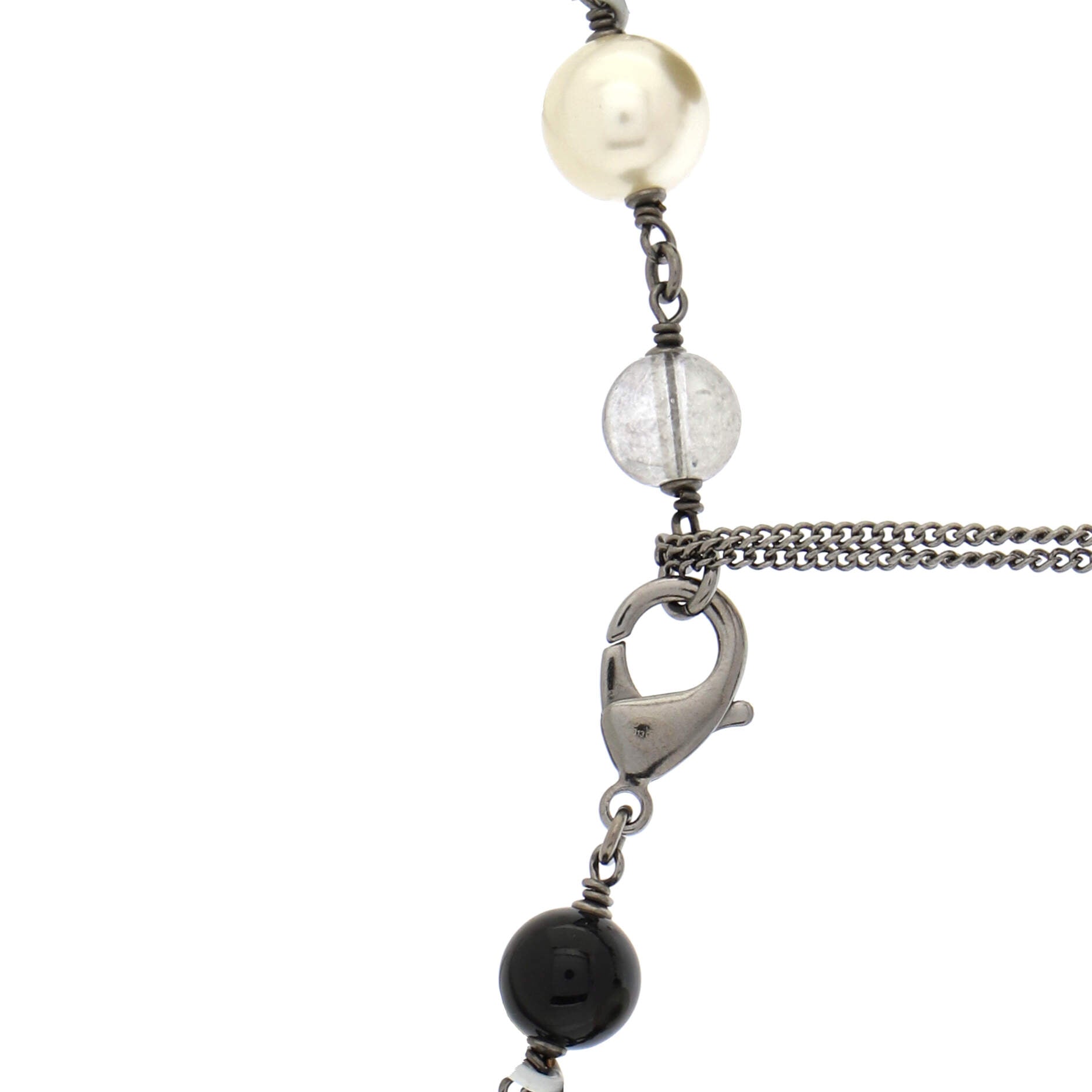CC Station Short Necklace Textured Metal with Faux Pearls and Beads