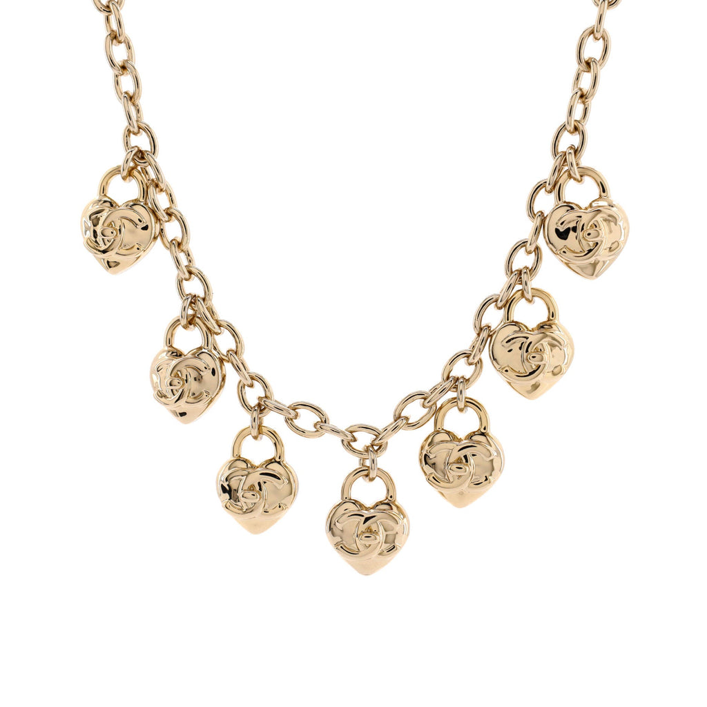 CC Heart Lock Charm Choker Necklace Metal
