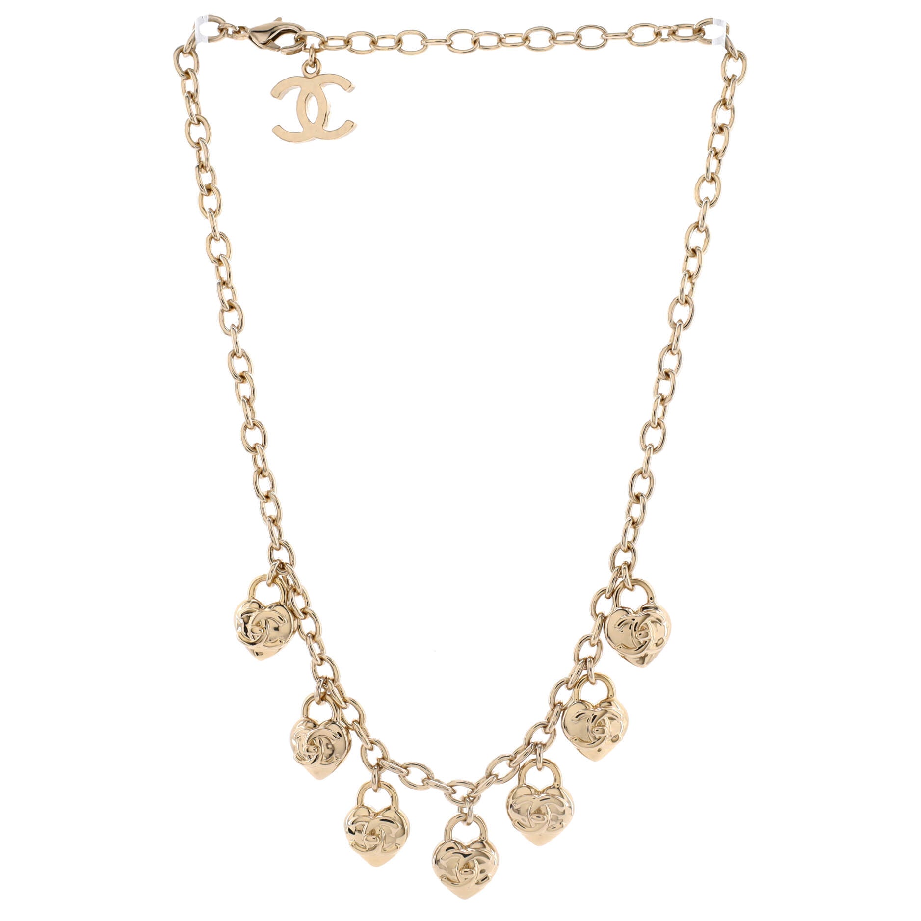 CC Heart Lock Charm Choker Necklace Metal