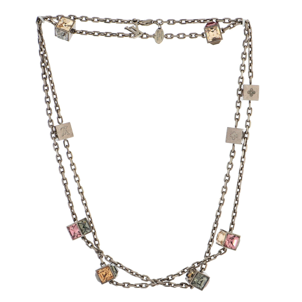 Gamble Long Necklace Metal and Crystals