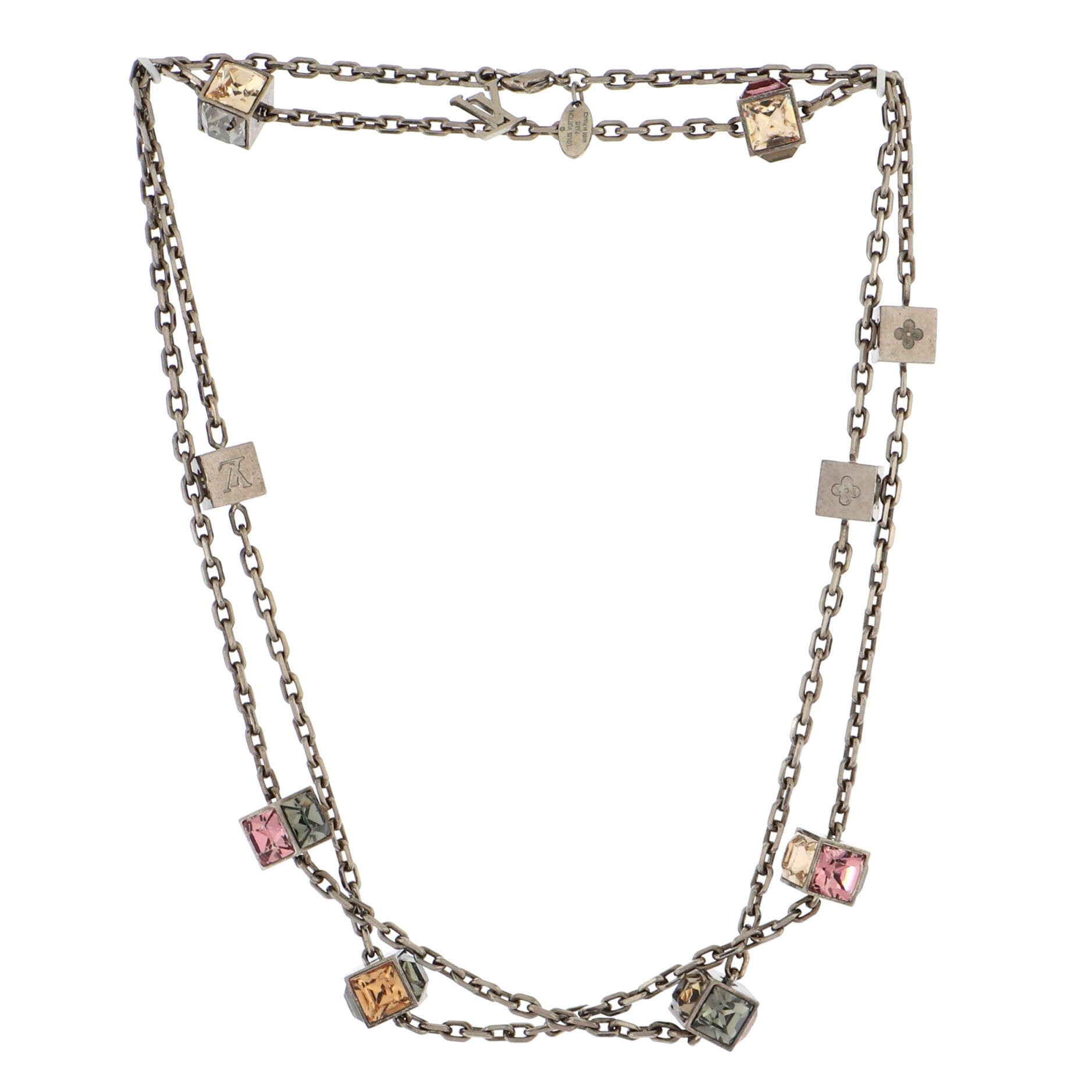 Gamble Long Necklace Metal and Crystals