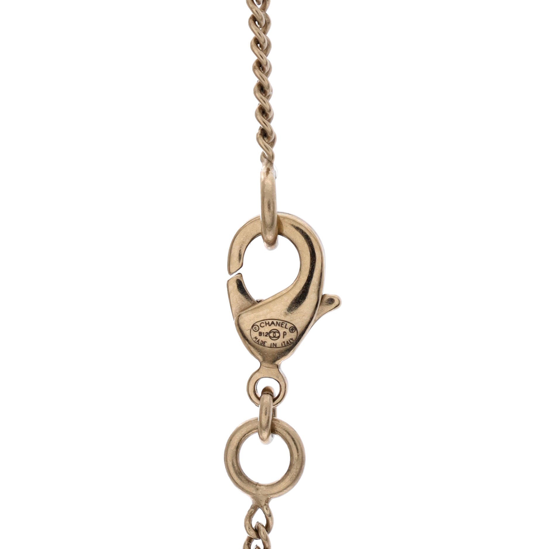 CC Drop Dangle Pendant Necklace Metal with Faux Pearls, Beads and Enamel