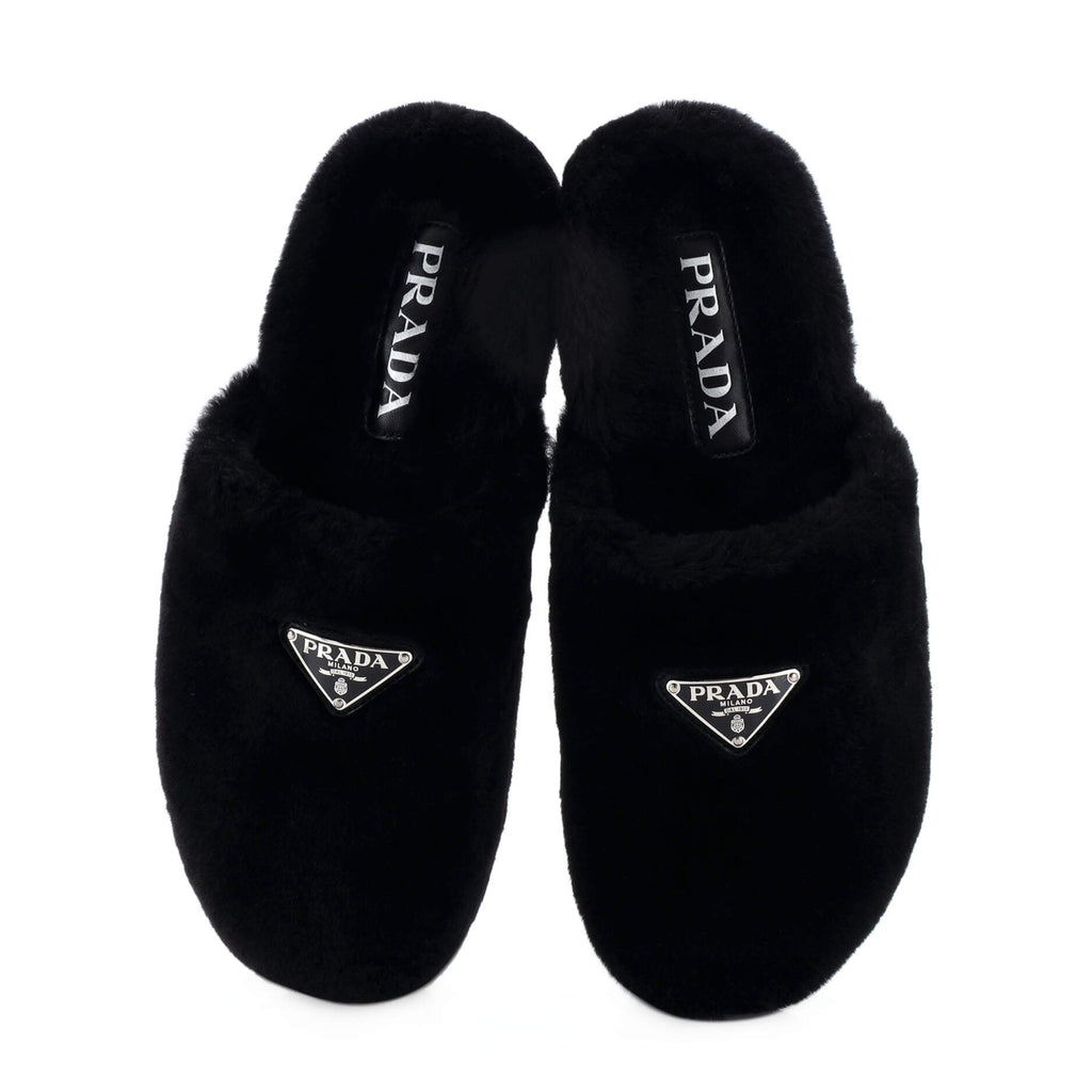 Women's Triangle Logo Mules Fur