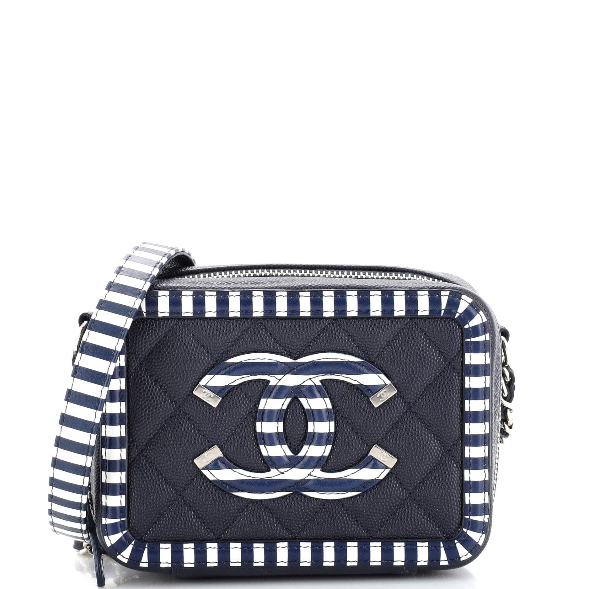Filigree Vanity Clutch with Chain Quilted Caviar Mini