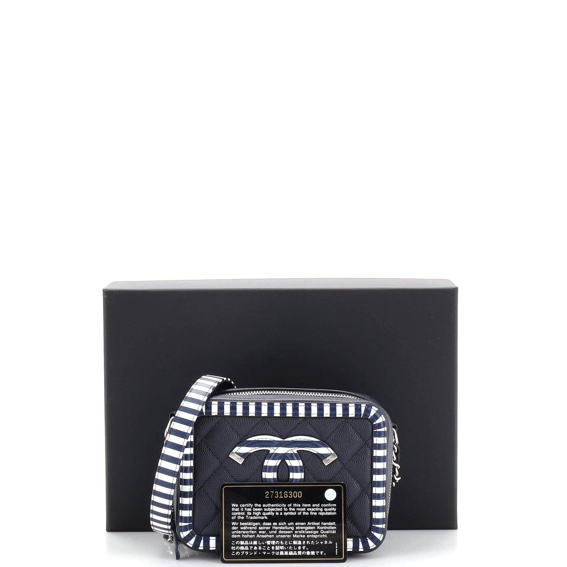 Filigree Vanity Clutch with Chain Quilted Caviar Mini