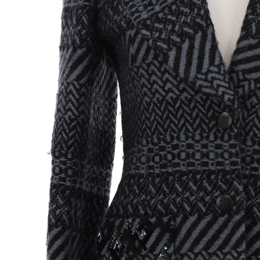 Women's Blazer Printed Wool with Sequin Embellished Detail