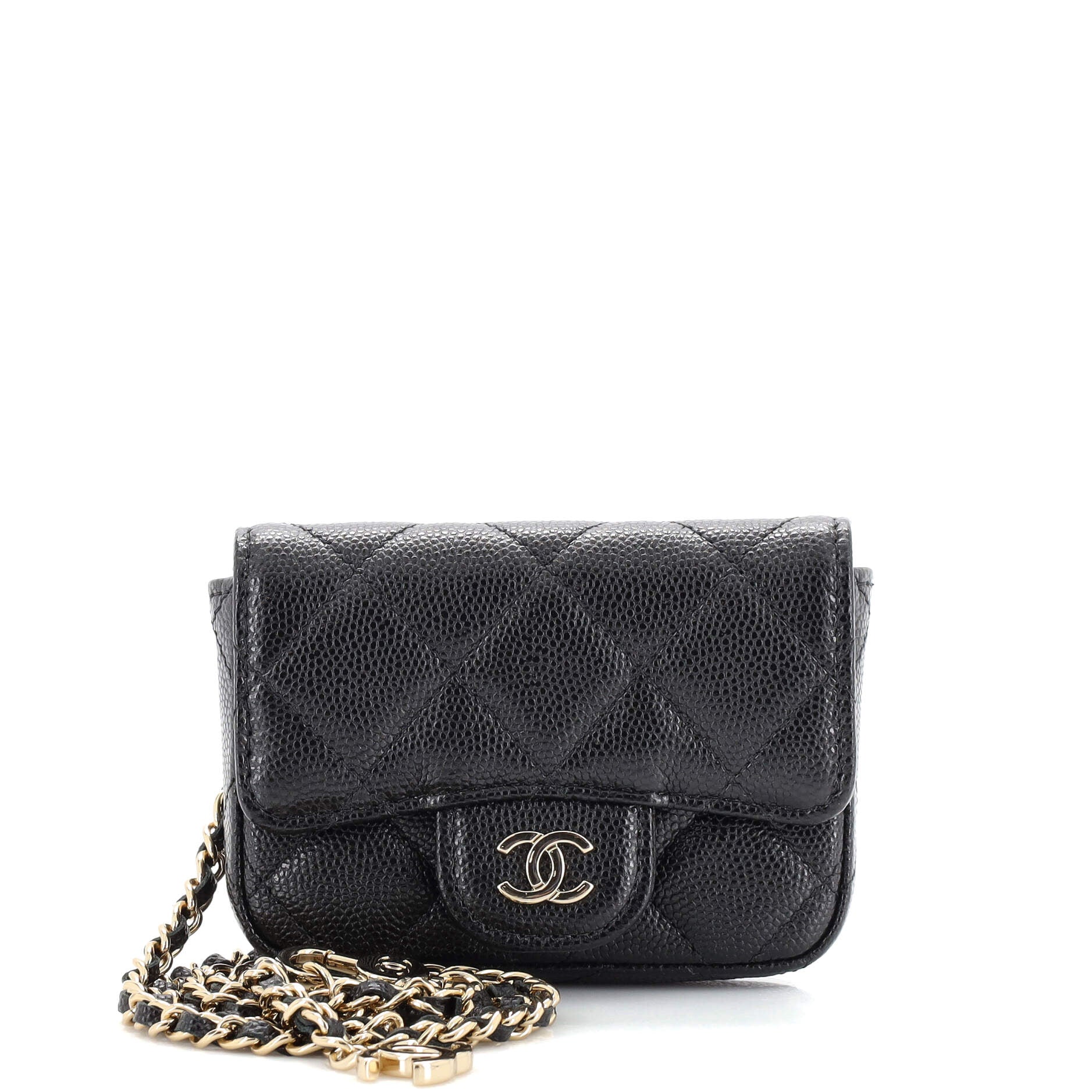Classic Flap Chain Belt Bag Quilted Caviar Mini
