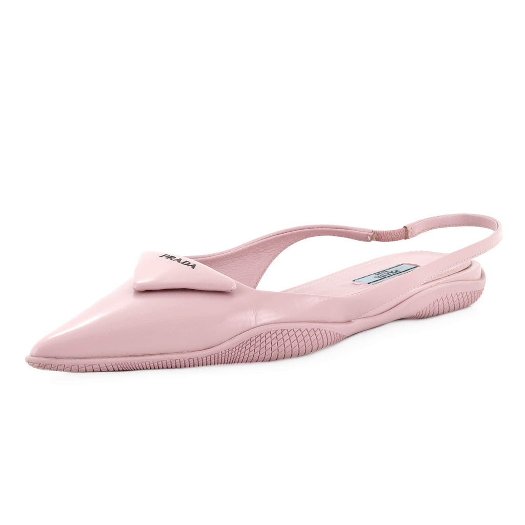 Women's Triangle Logo Slingback Flats Leather