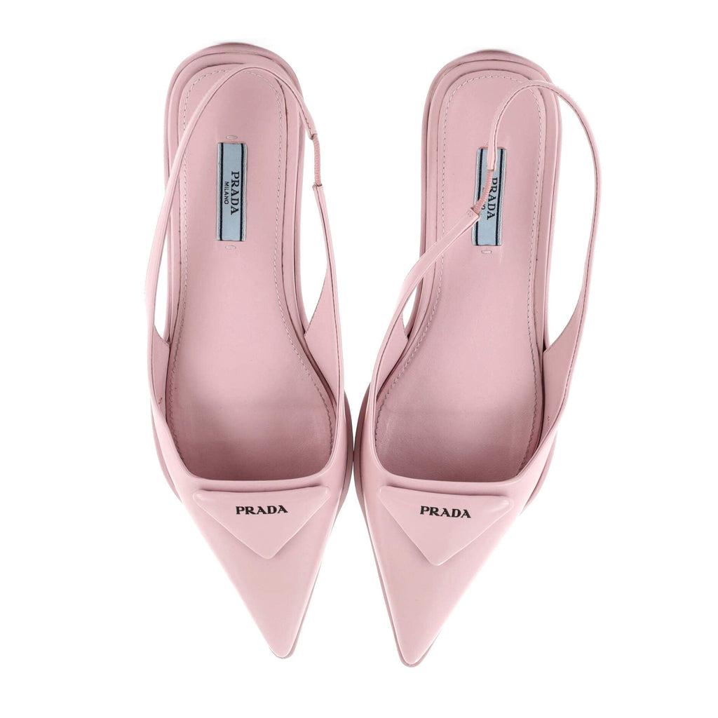 Women's Triangle Logo Slingback Flats Leather