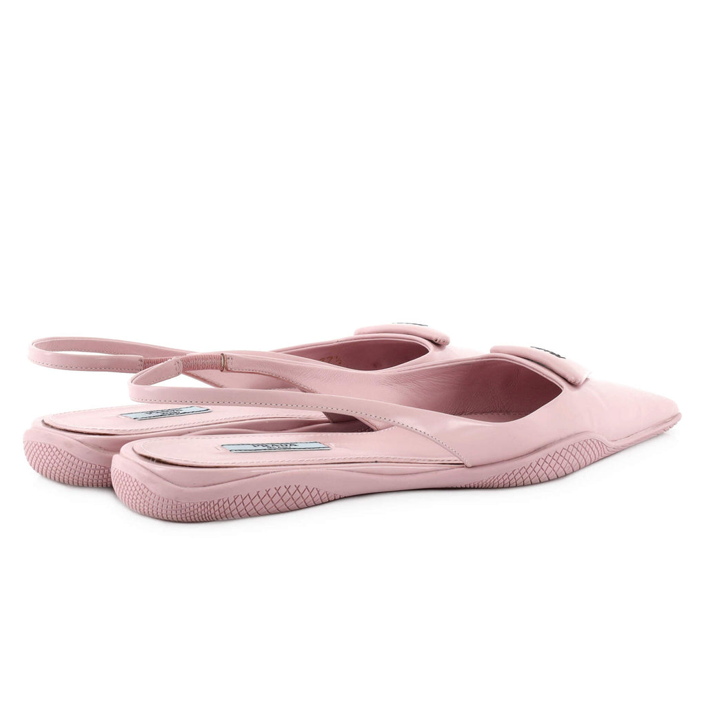 Women's Triangle Logo Slingback Flats Leather