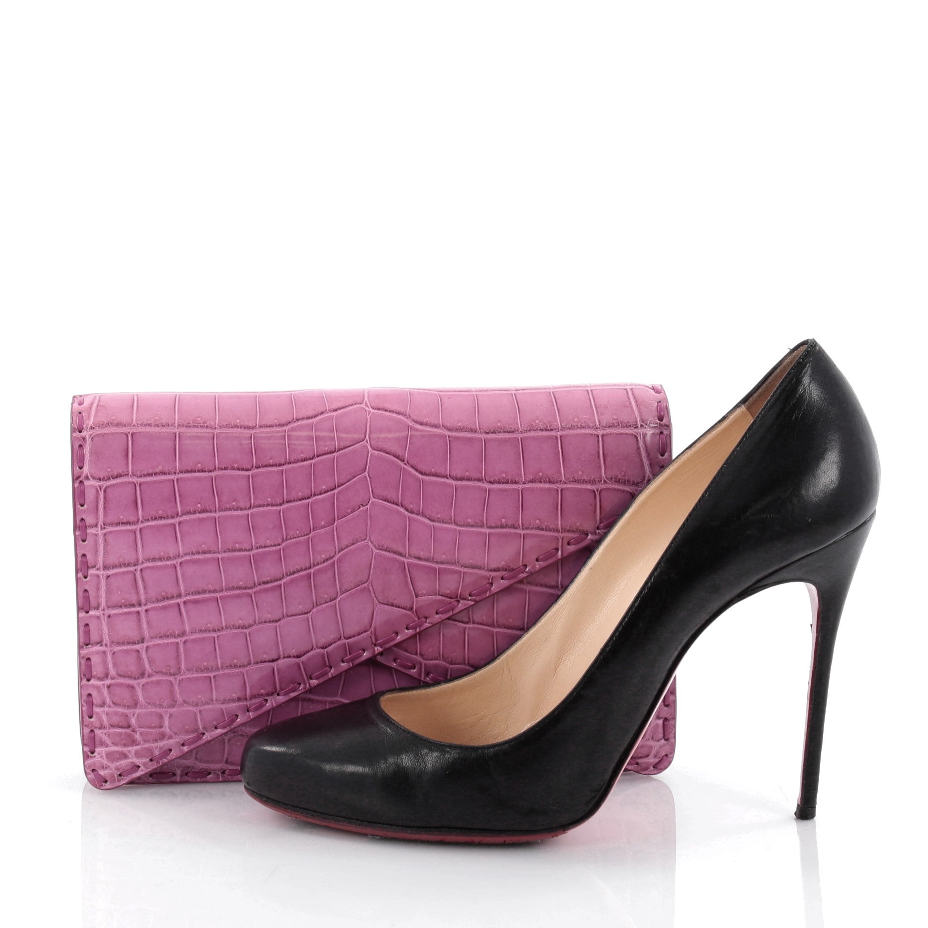 Piano Crisscross Clutch Crocodile Small