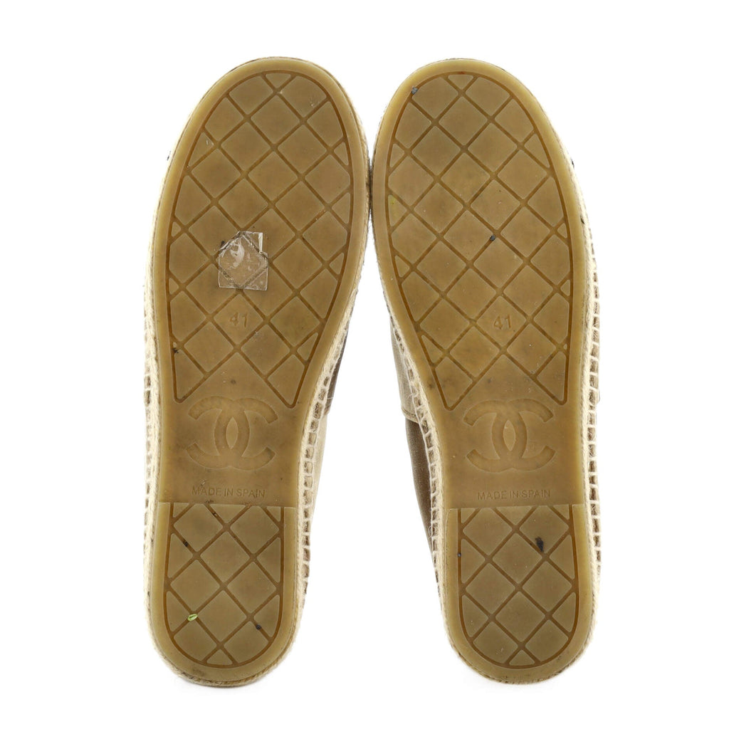 Women's CHA-NEL Logo Cap Toe Espadrilles Velvet