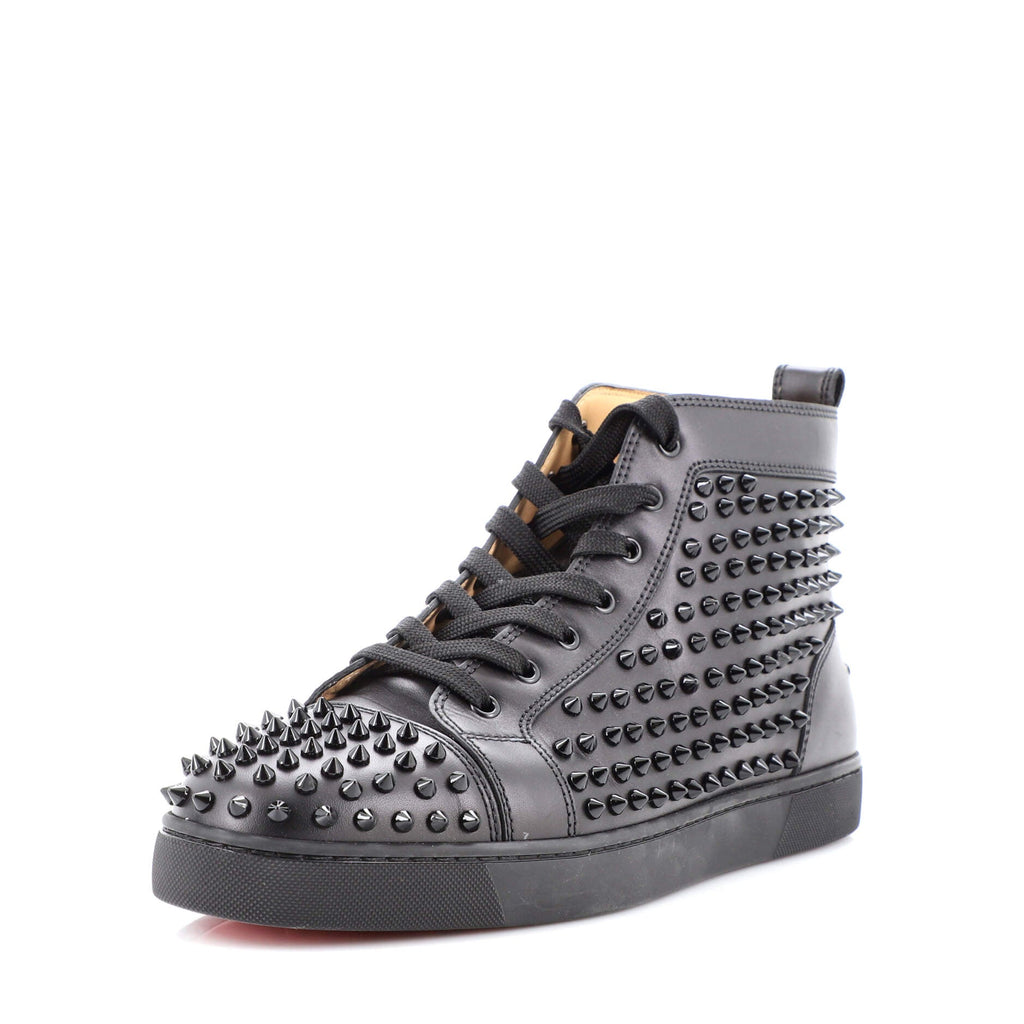Men's Louis Spikes Flat High-Top Sneakers Studded Leather