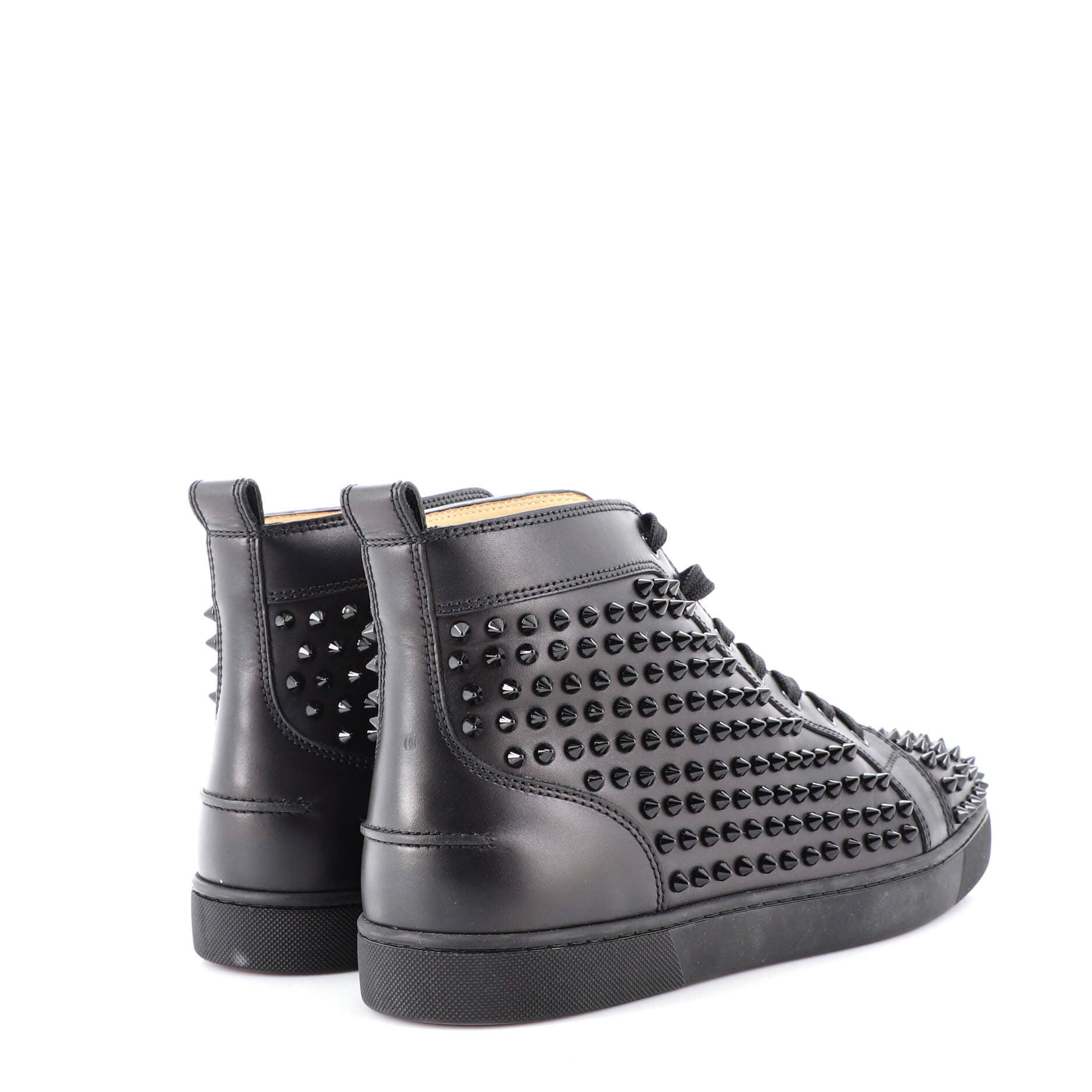 Men's Louis Spikes Flat High-Top Sneakers Studded Leather
