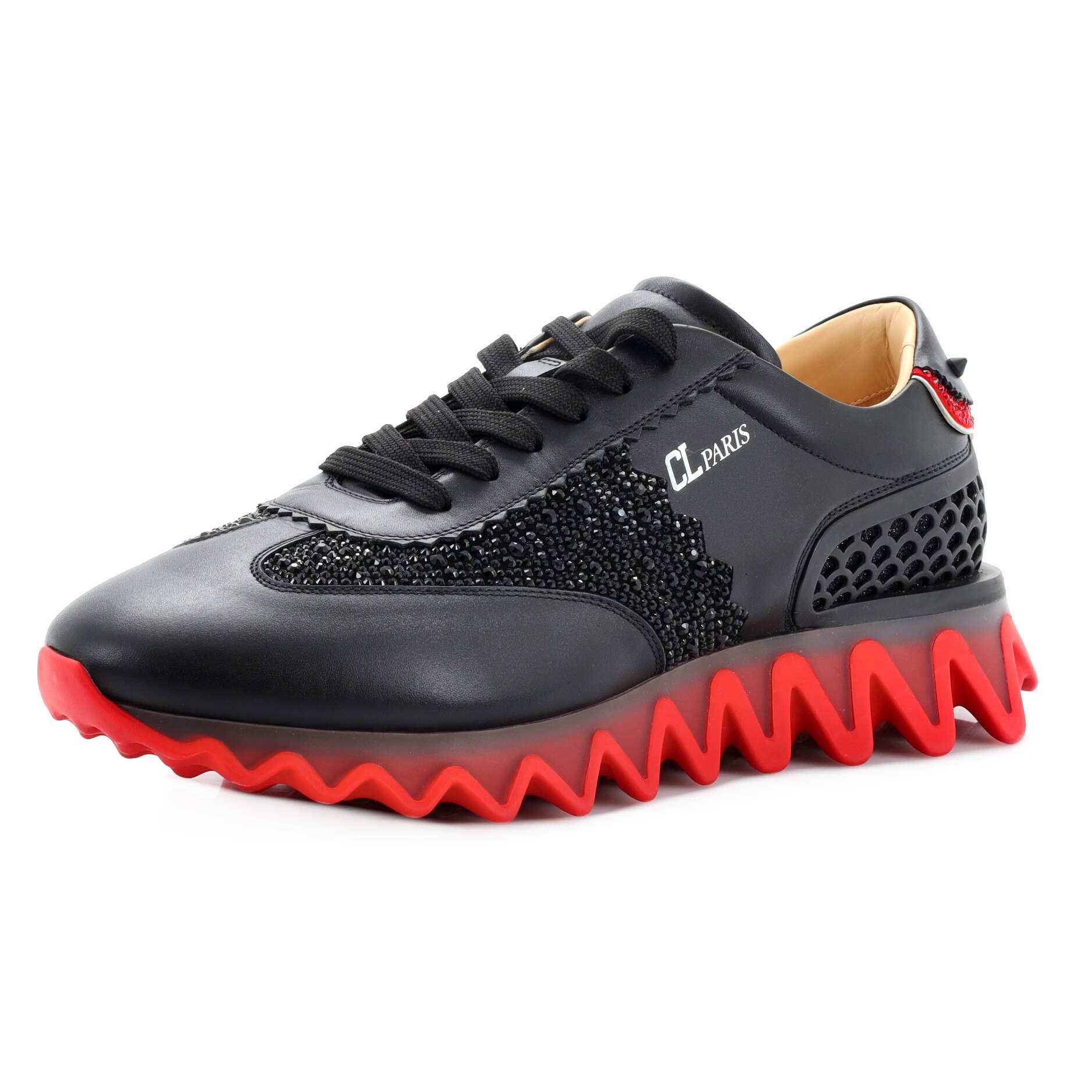 Loubishark Strass Sneakers Leather with Crystals