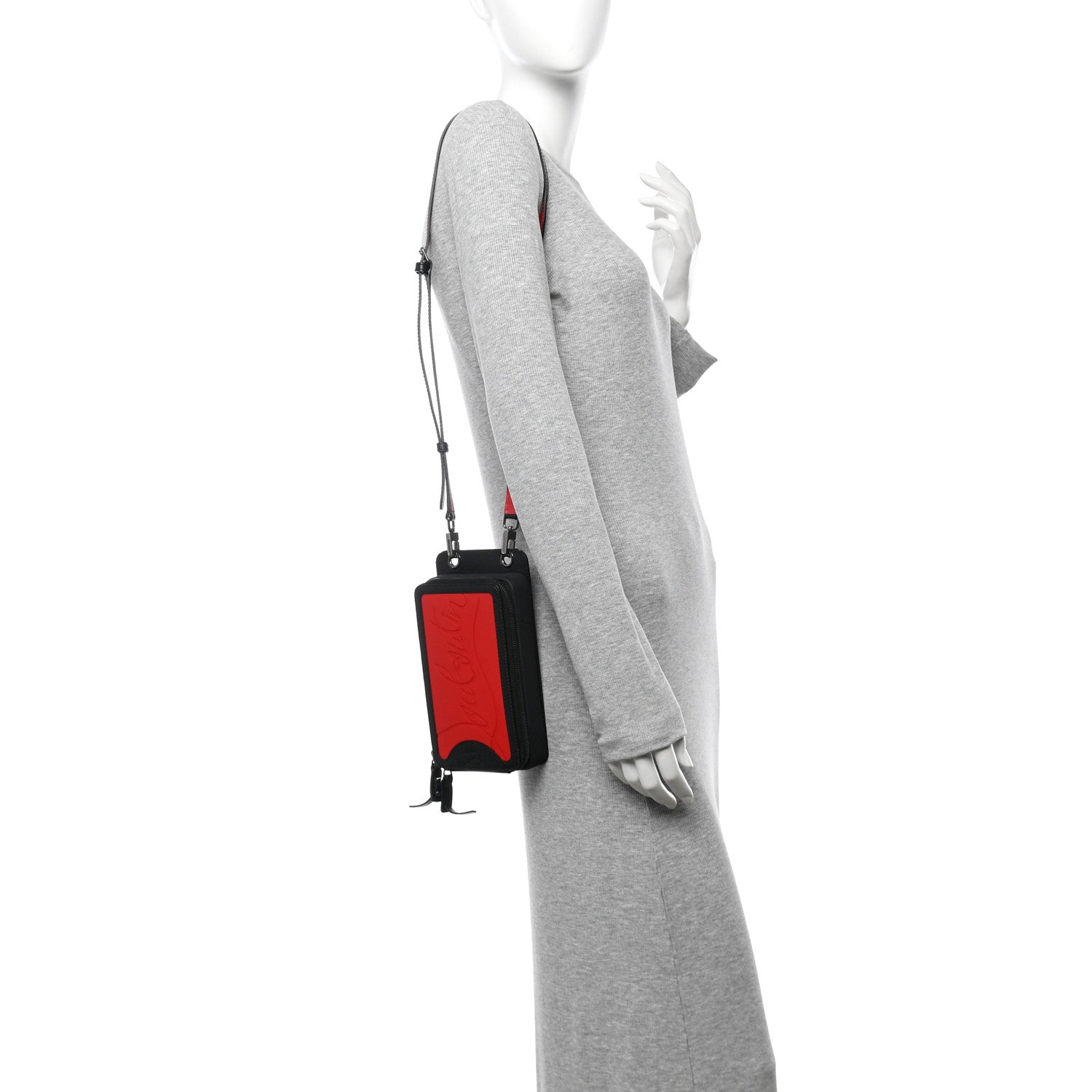 Calfskin Gomme Loubilab Phone Shoulder Bag Loubi Black