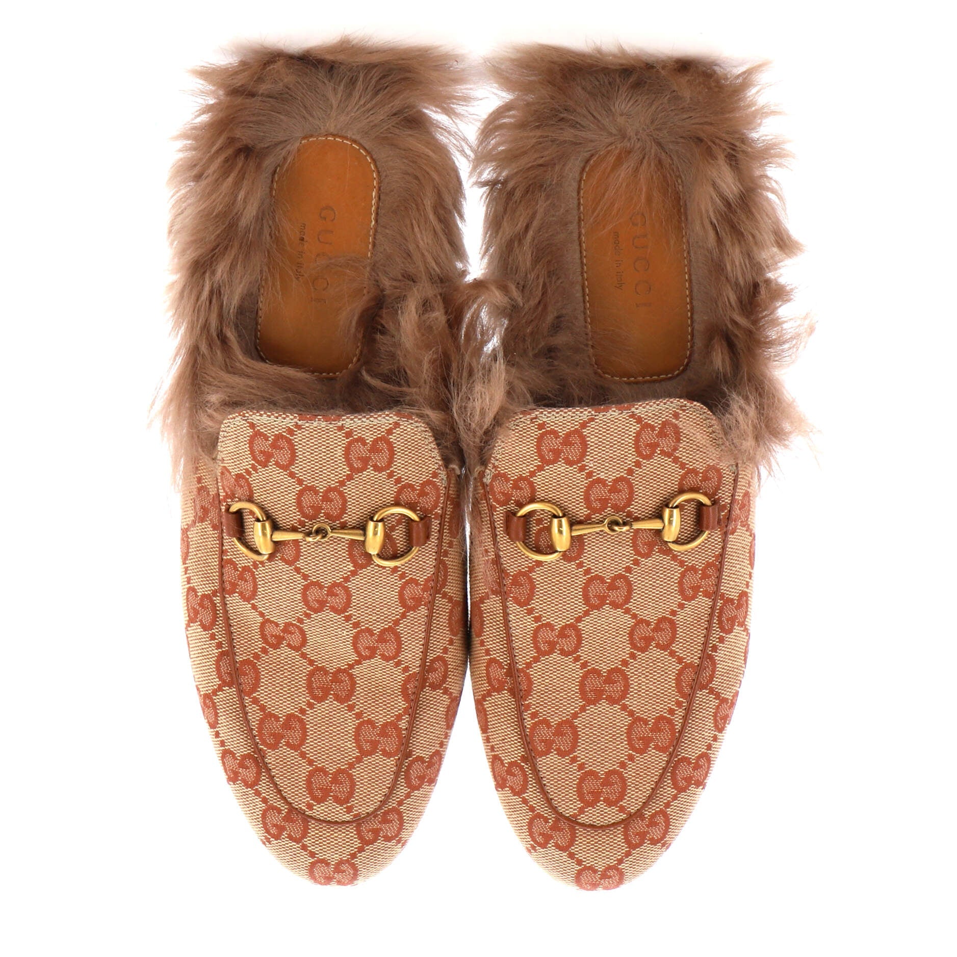 Women's Princetown Mules GG Canvas with Fur