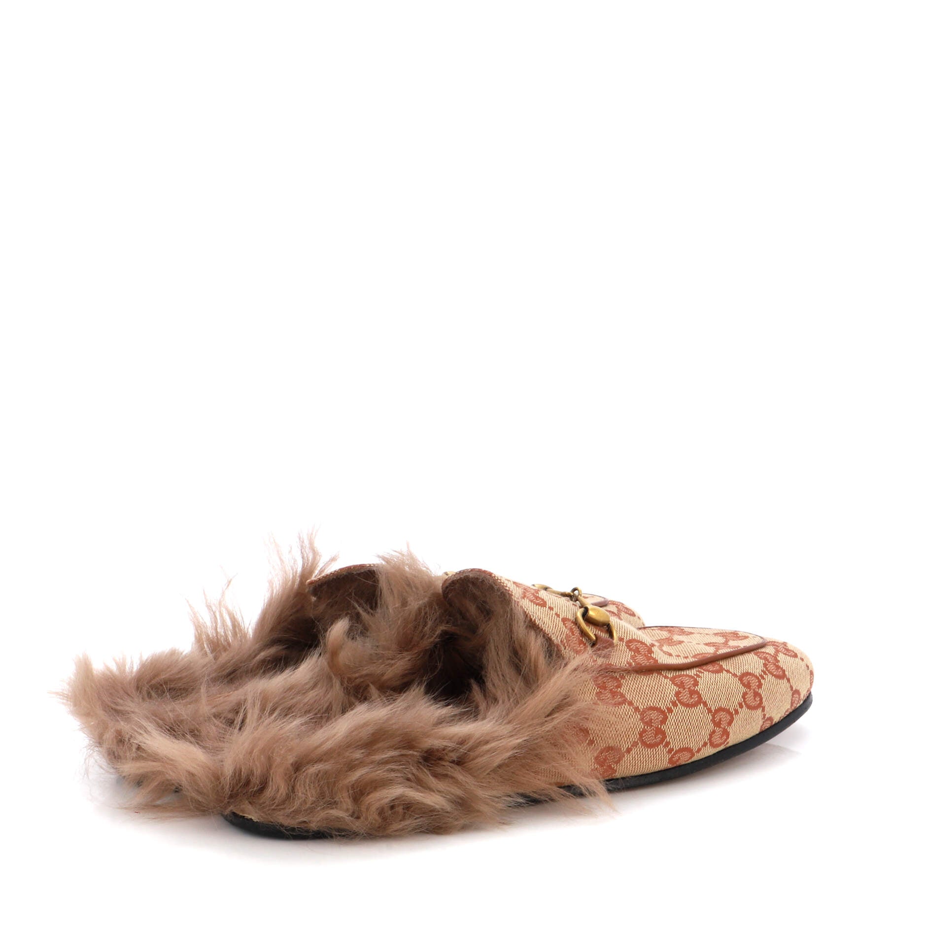 Women's Princetown Mules GG Canvas with Fur