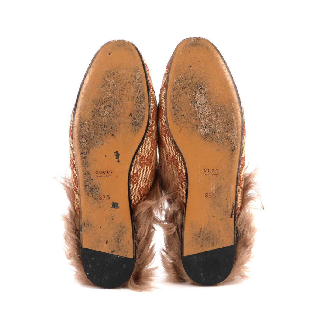 Women's Princetown Mules GG Canvas with Fur