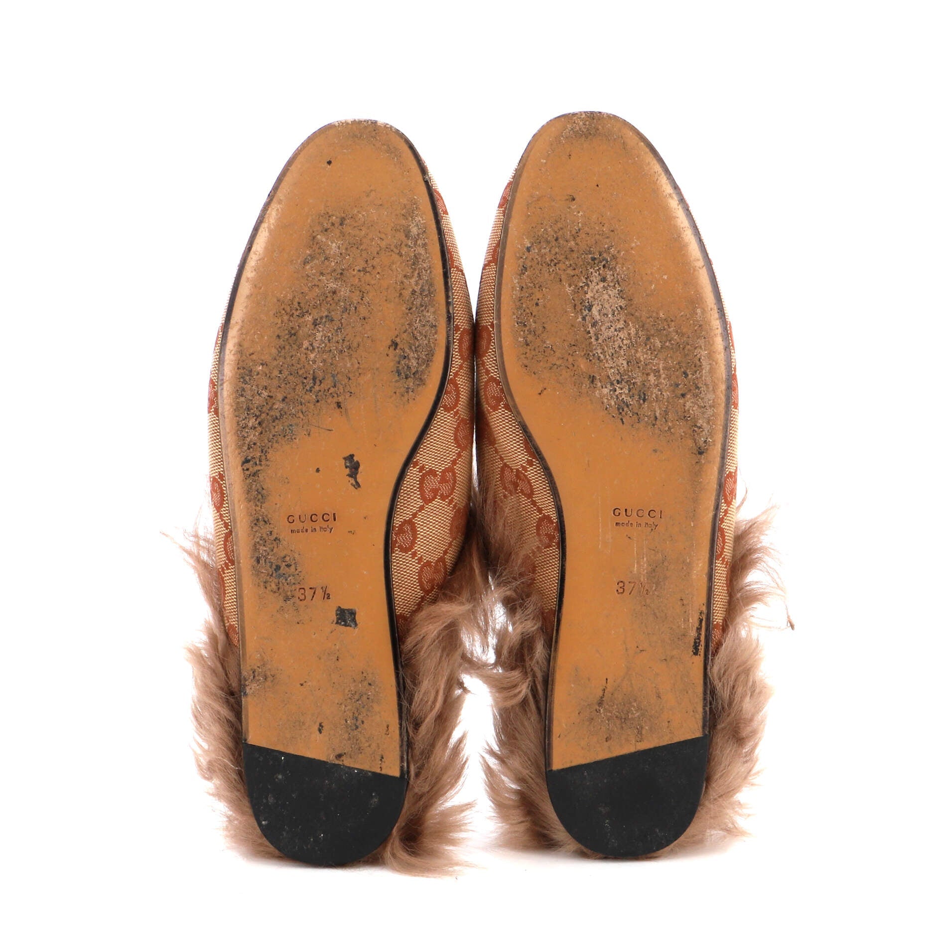 Women's Princetown Mules GG Canvas with Fur