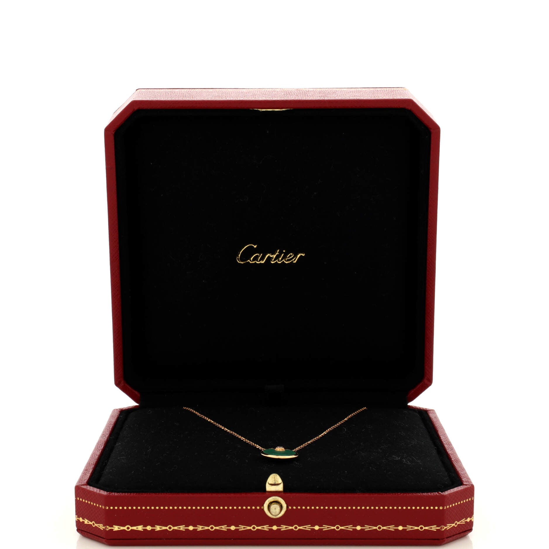 Amulette de Cartier Pendant Necklace 18K Rose Gold with Malachite and Diamond XS