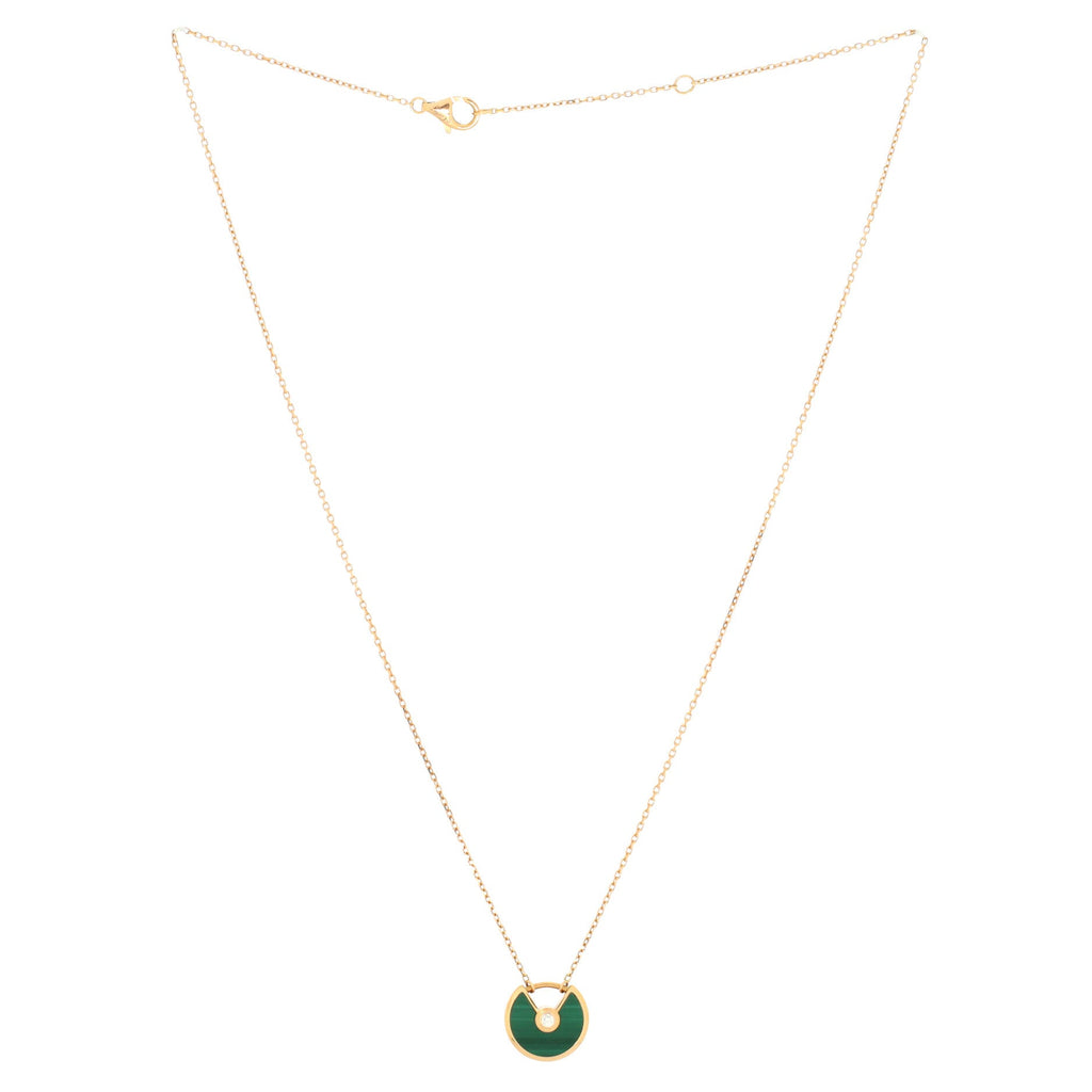 Amulette de Cartier Pendant Necklace 18K Rose Gold with Malachite and Diamond XS