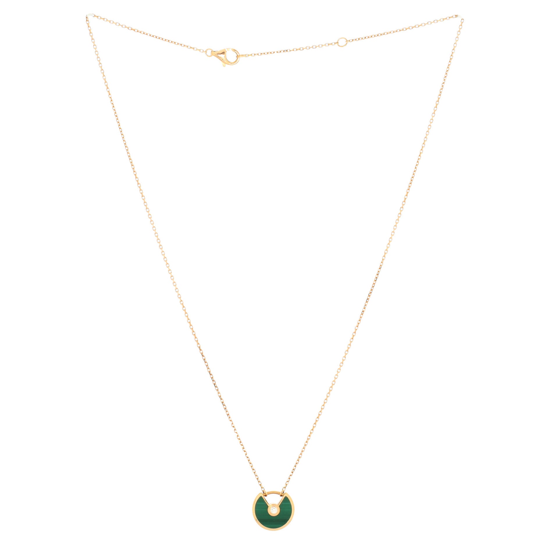 Amulette de Cartier Pendant Necklace 18K Rose Gold with Malachite and Diamond XS