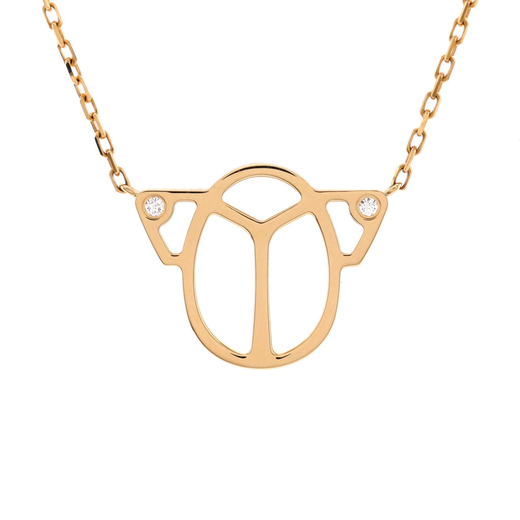 Scarab Pendant Necklace 18K Yellow Gold with Daimonds