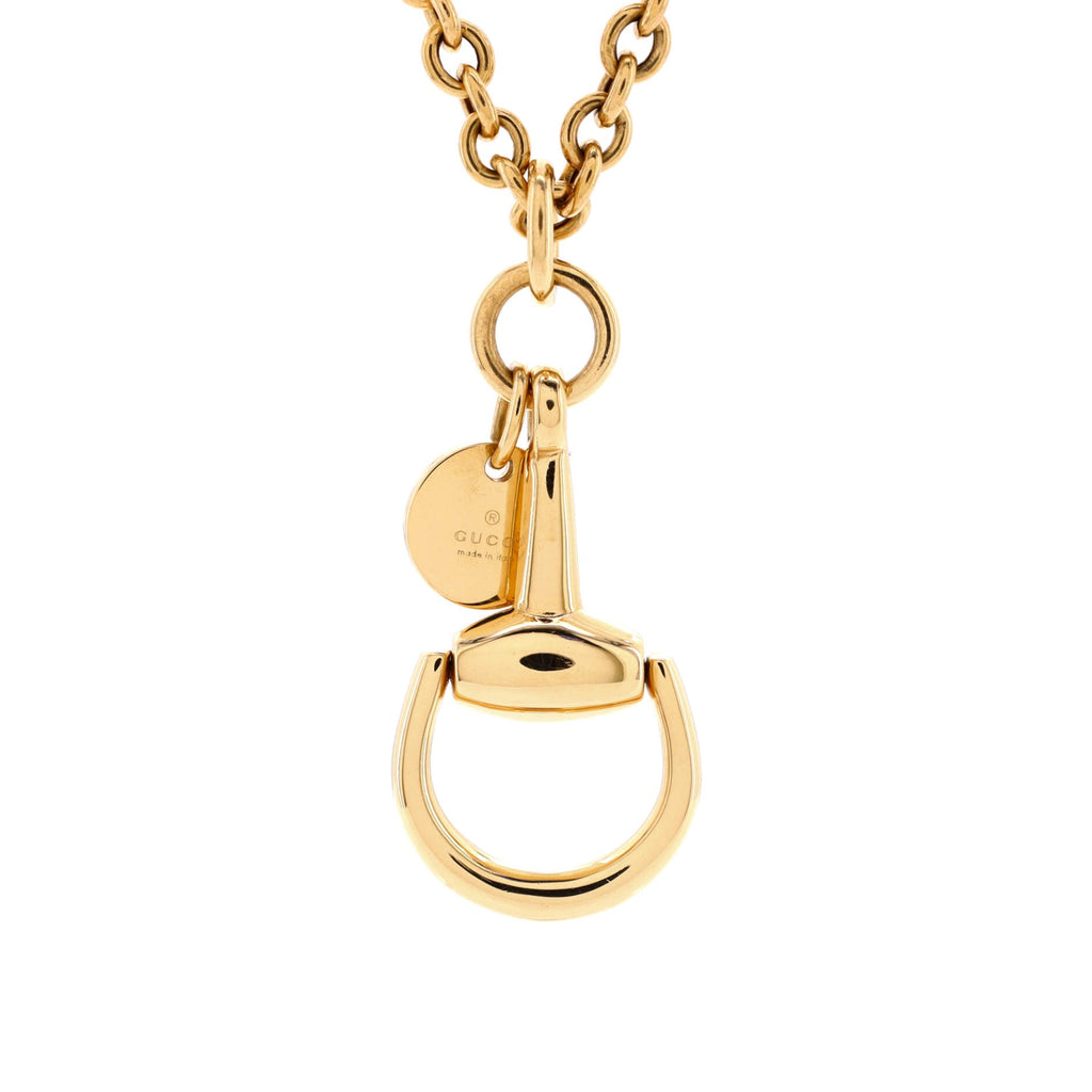Horsebit Plate Pendant Necklace 18K Yellow Gold Small