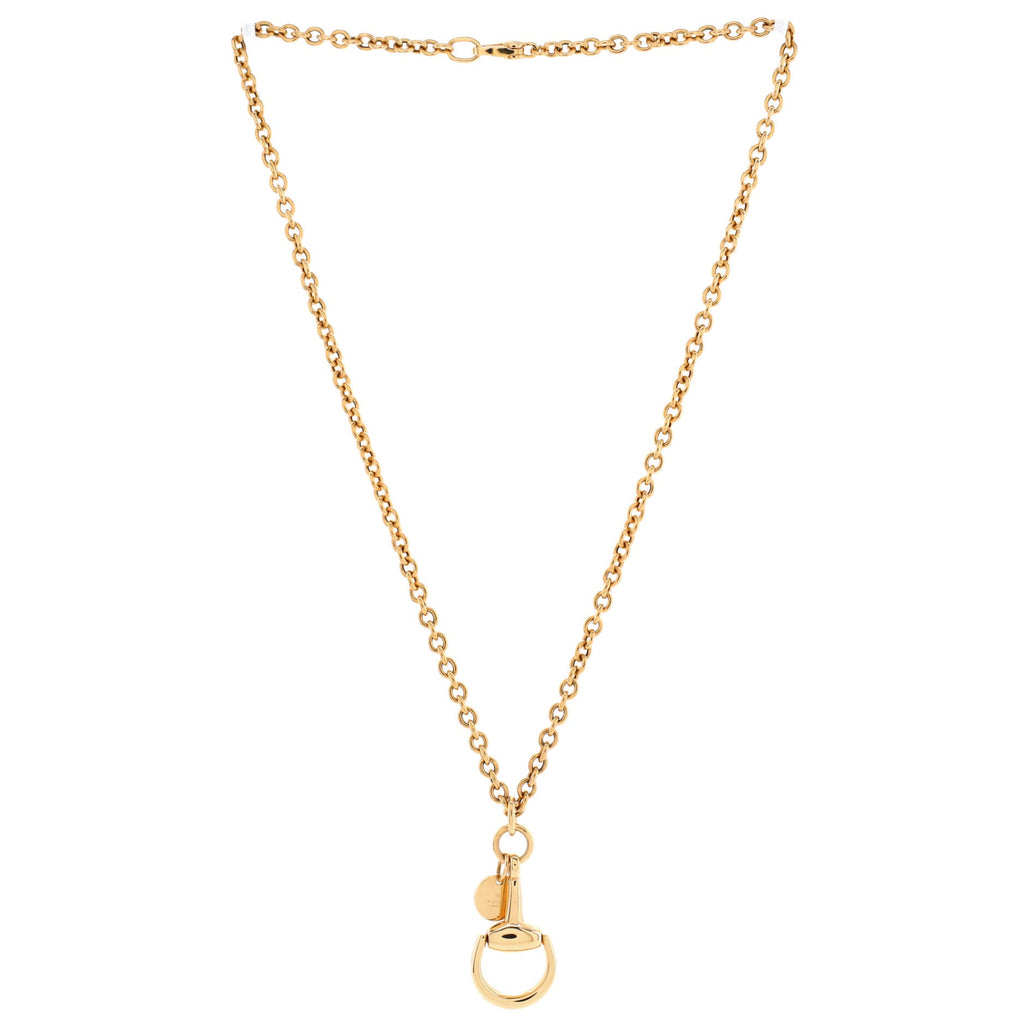 Horsebit Plate Pendant Necklace 18K Yellow Gold Small