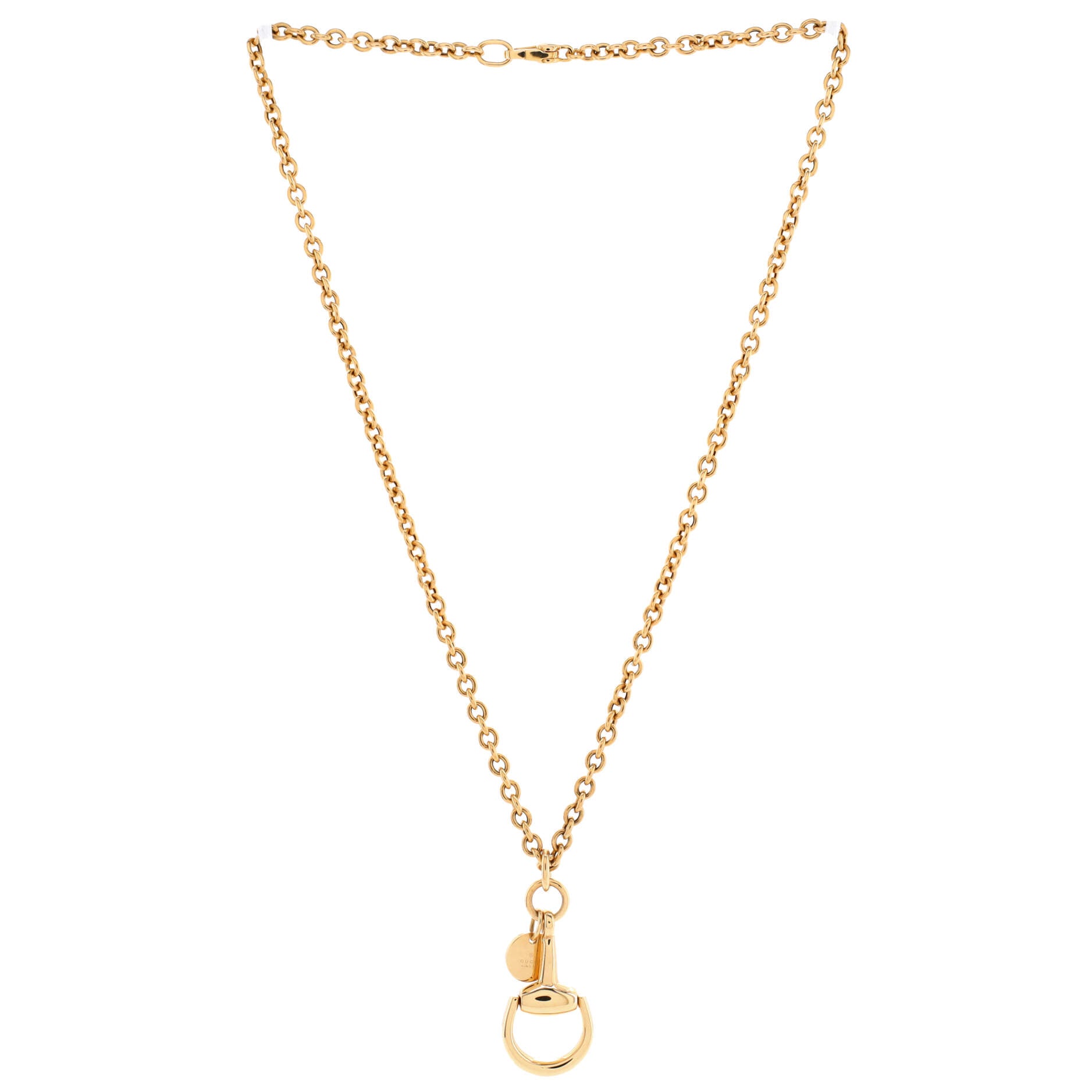 Horsebit Plate Pendant Necklace 18K Yellow Gold Small