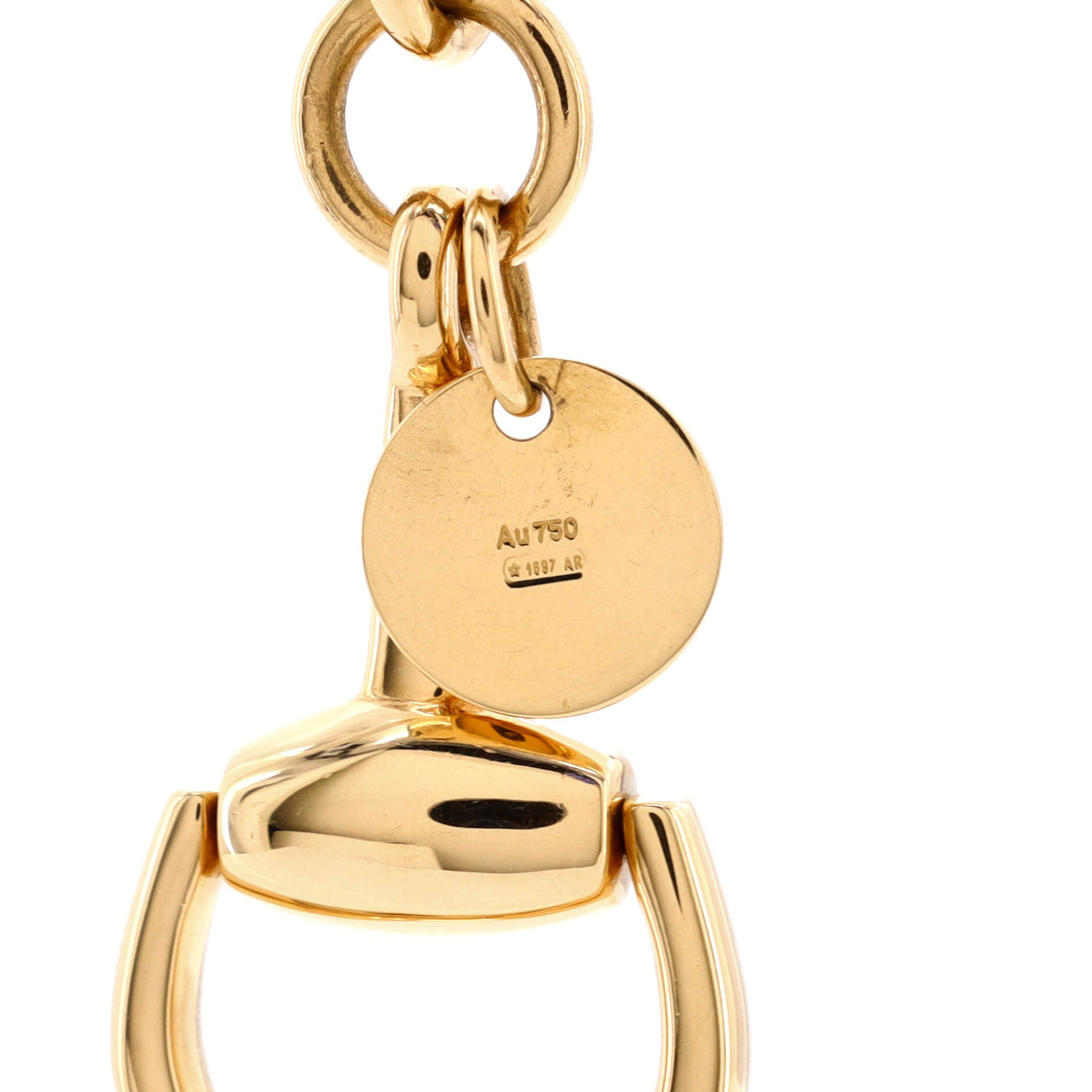 Horsebit Plate Pendant Necklace 18K Yellow Gold Small