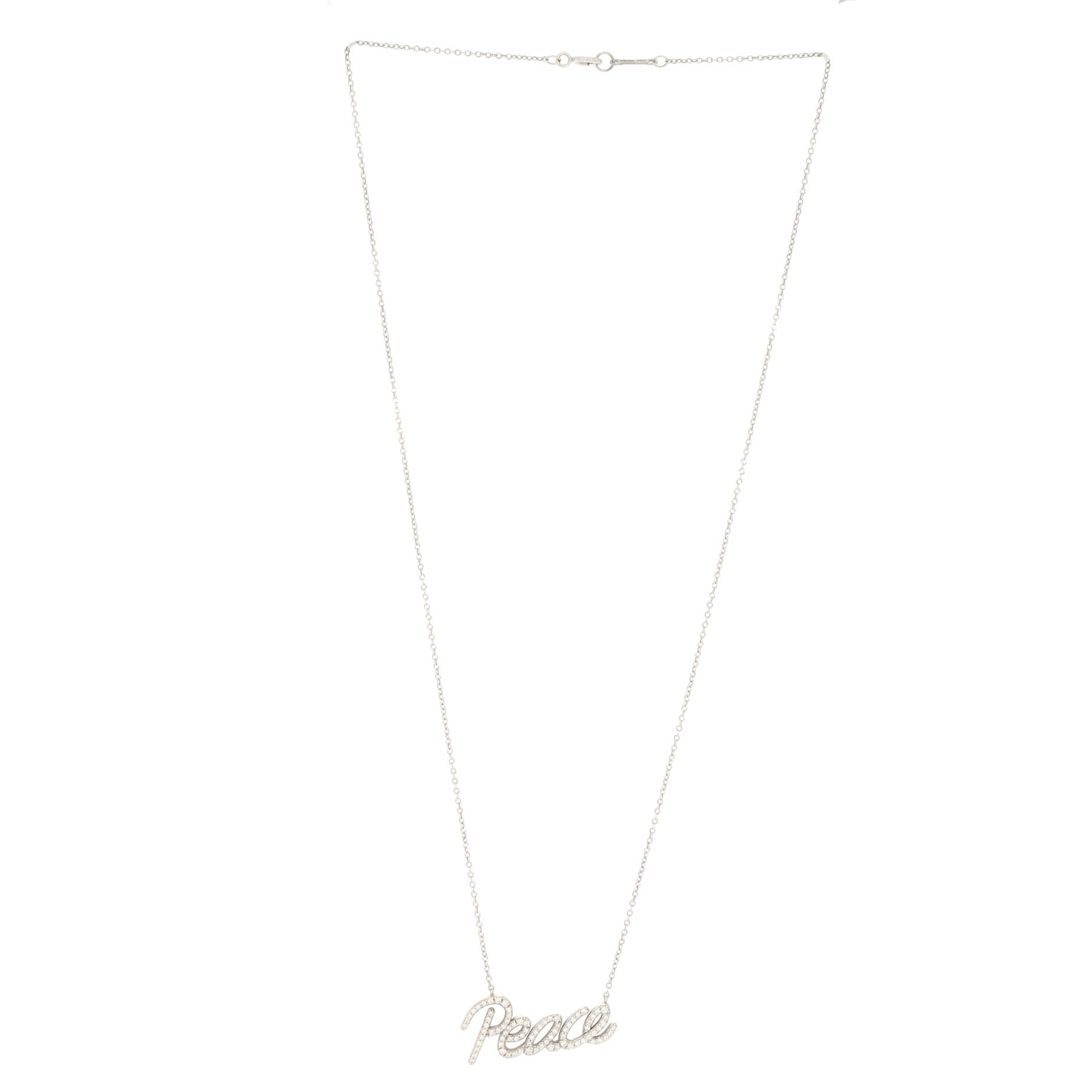 Paloma Picasso Peace Pendant Necklace 18K White Gold with Diamonds Small