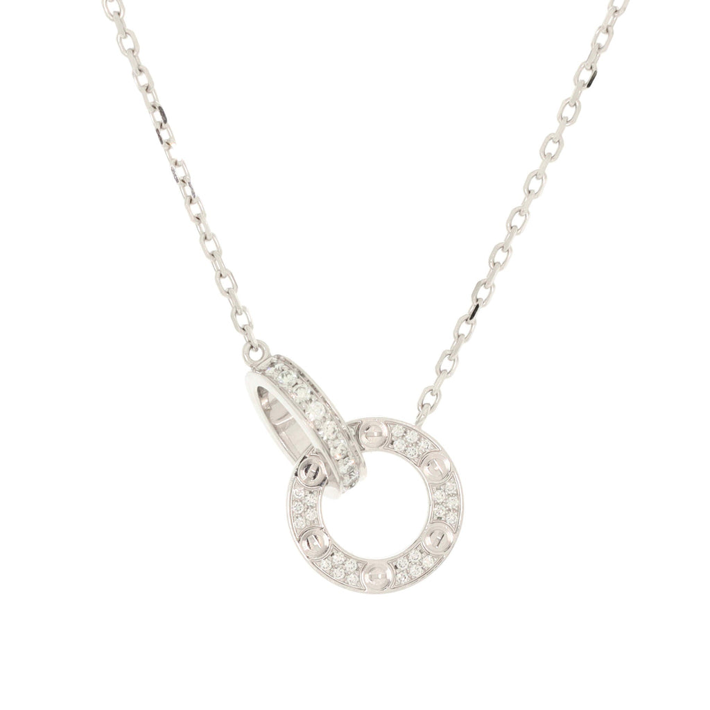Love Interlocking Pave Necklace 18K White Gold and Diamonds