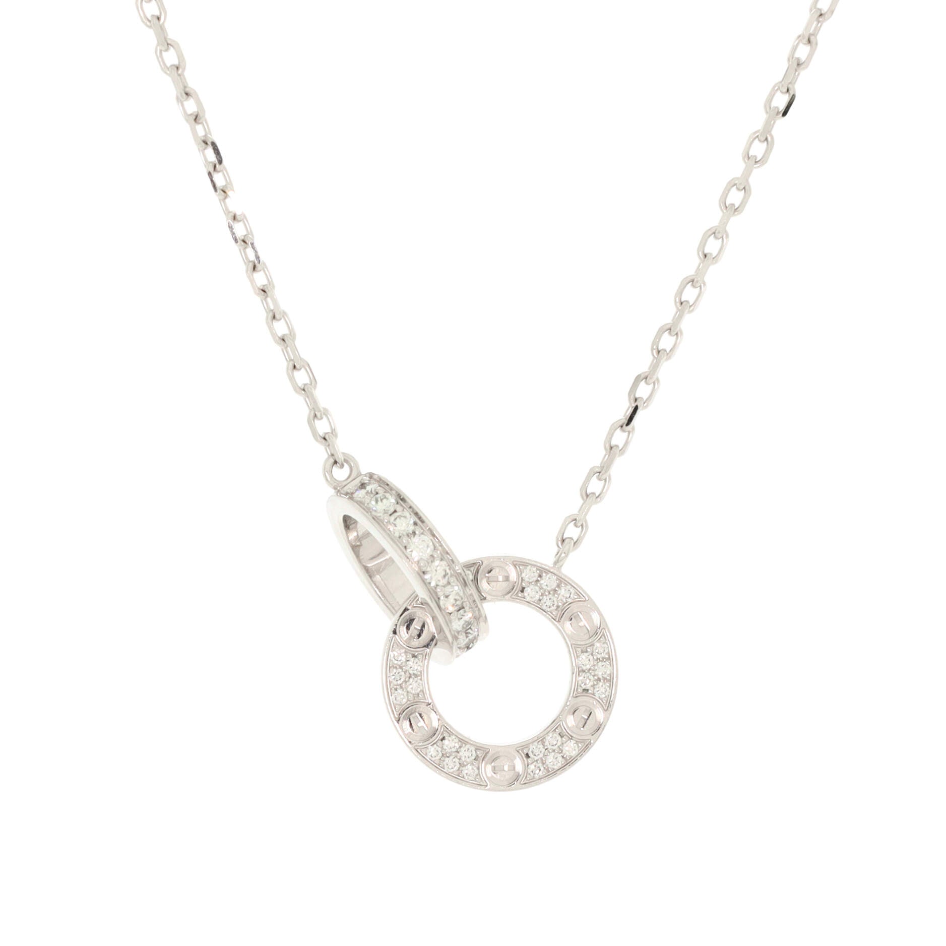 Love Interlocking Pave Necklace 18K White Gold and Diamonds
