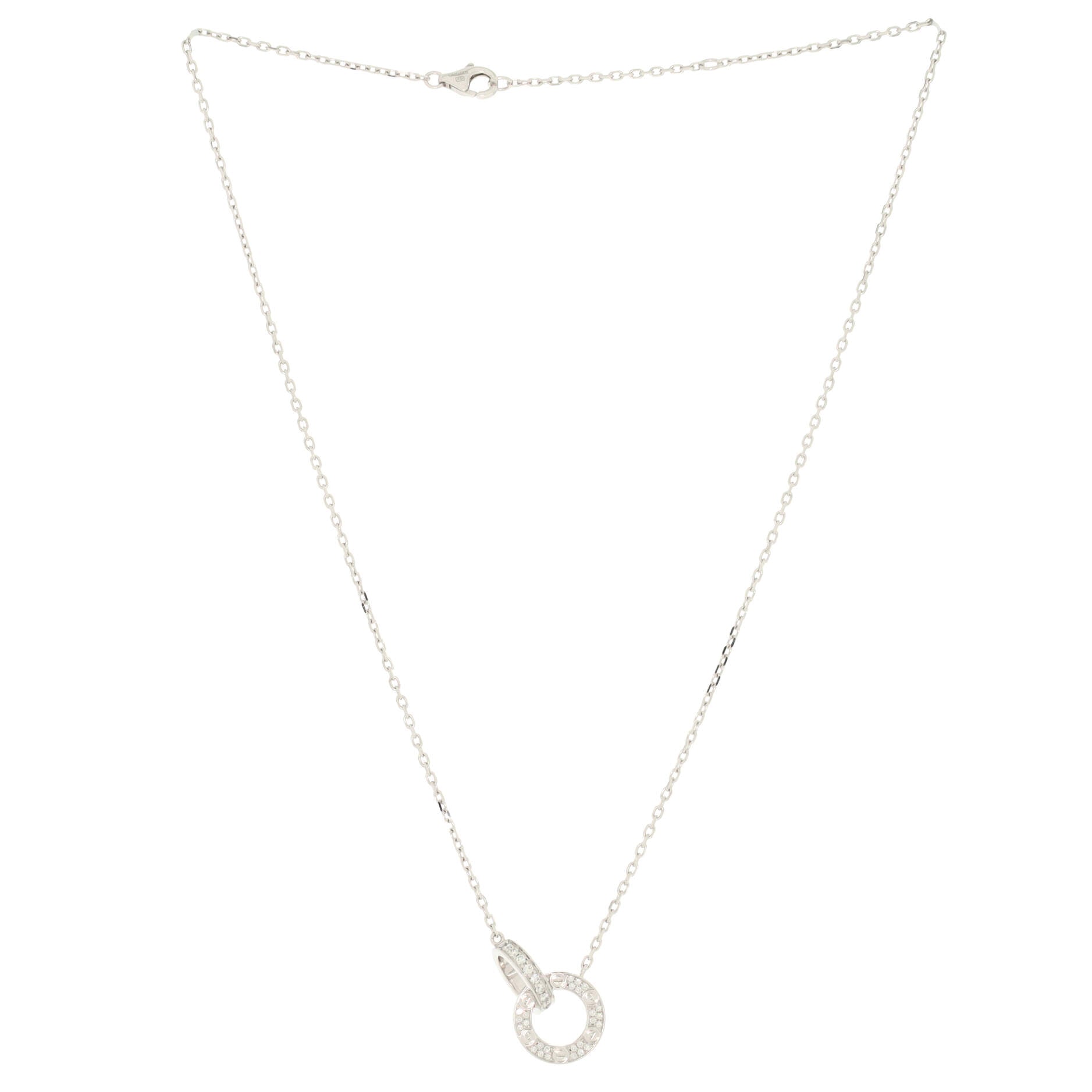 Love Interlocking Pave Necklace 18K White Gold and Diamonds