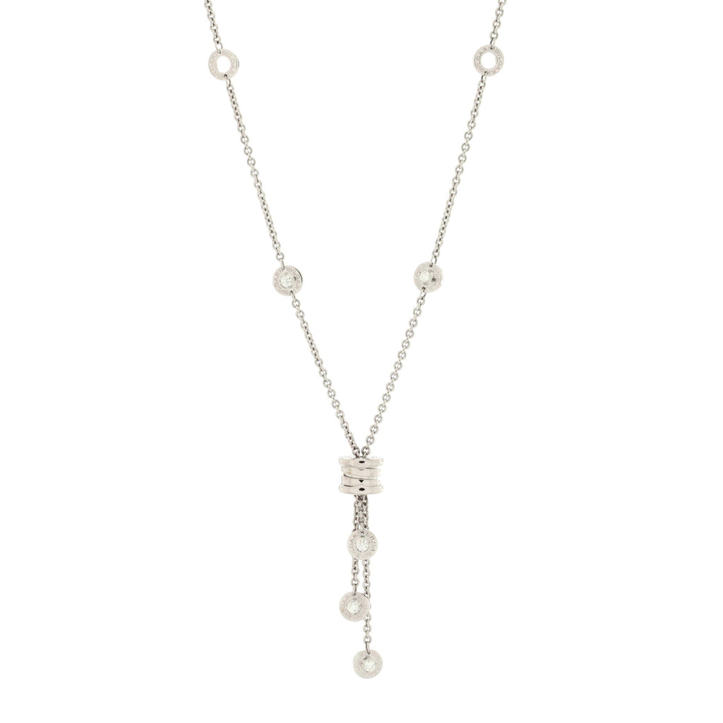 B.Zero1 3 Charm Necklace 18K White Gold with Diamonds