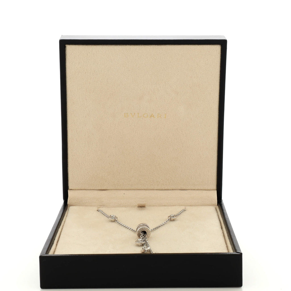 B.Zero1 3 Charm Necklace 18K White Gold with Diamonds