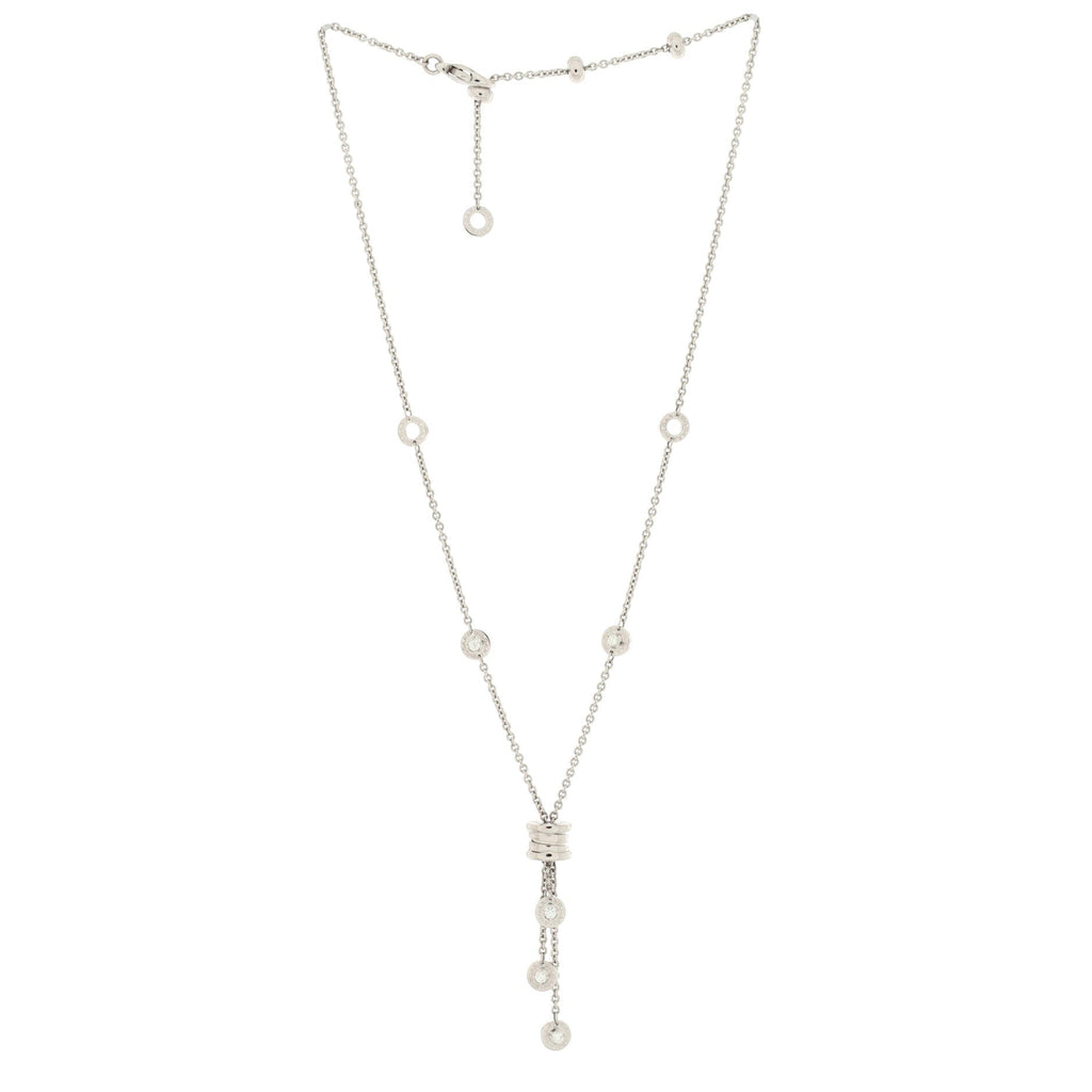 B.Zero1 3 Charm Necklace 18K White Gold with Diamonds