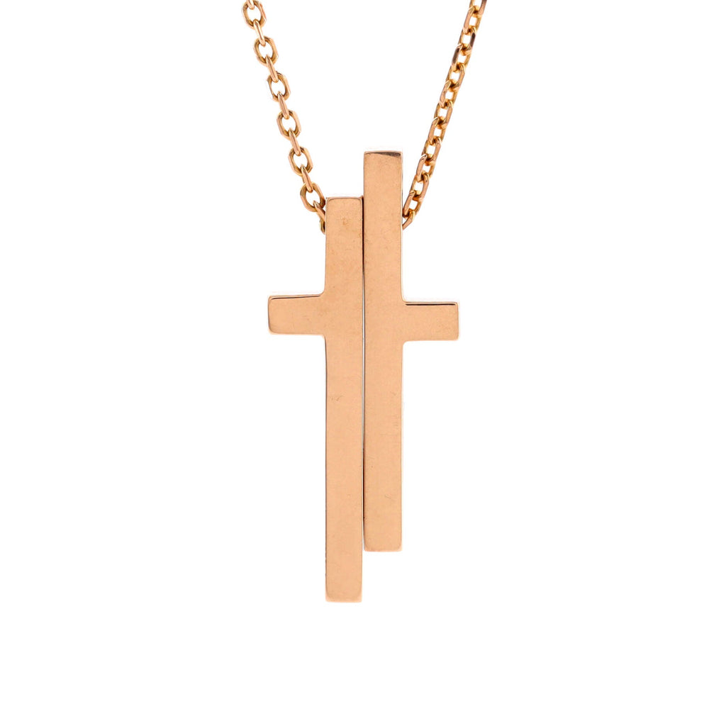 Split Cross Pendant Necklace 18K Rose Gold