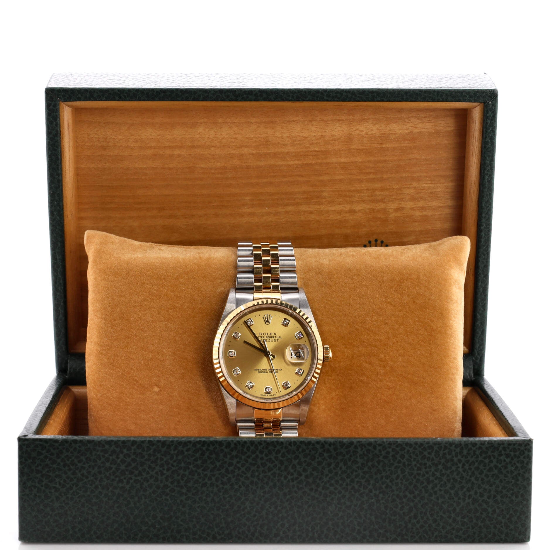 Oyster Perpetual Datejust Automatic Watch Stainless Steel and Yellow Gold with Diamond Markers 36