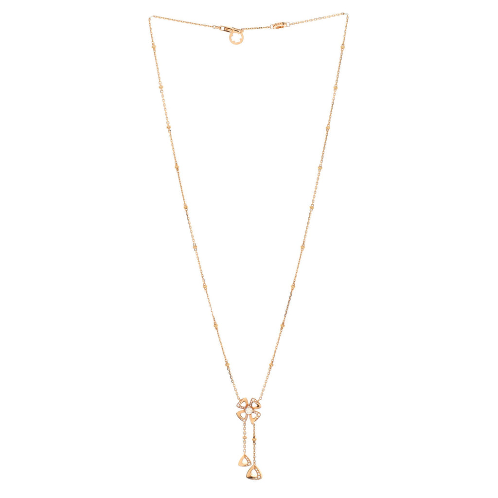 Fiorever Drop Pendant Necklace 18K Rose Gold and Diamonds