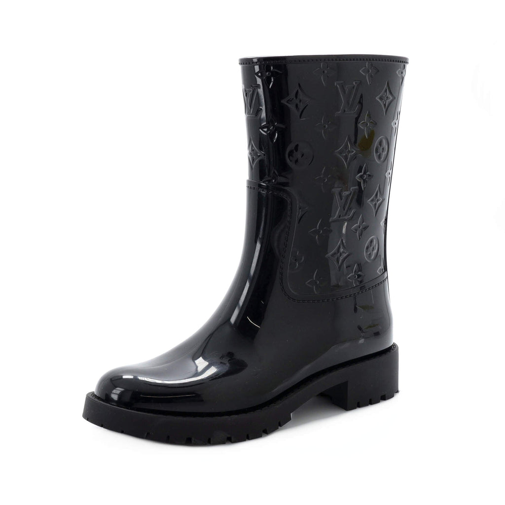 Women's Drops Flat Half Boots Monogram Embossed Rubber