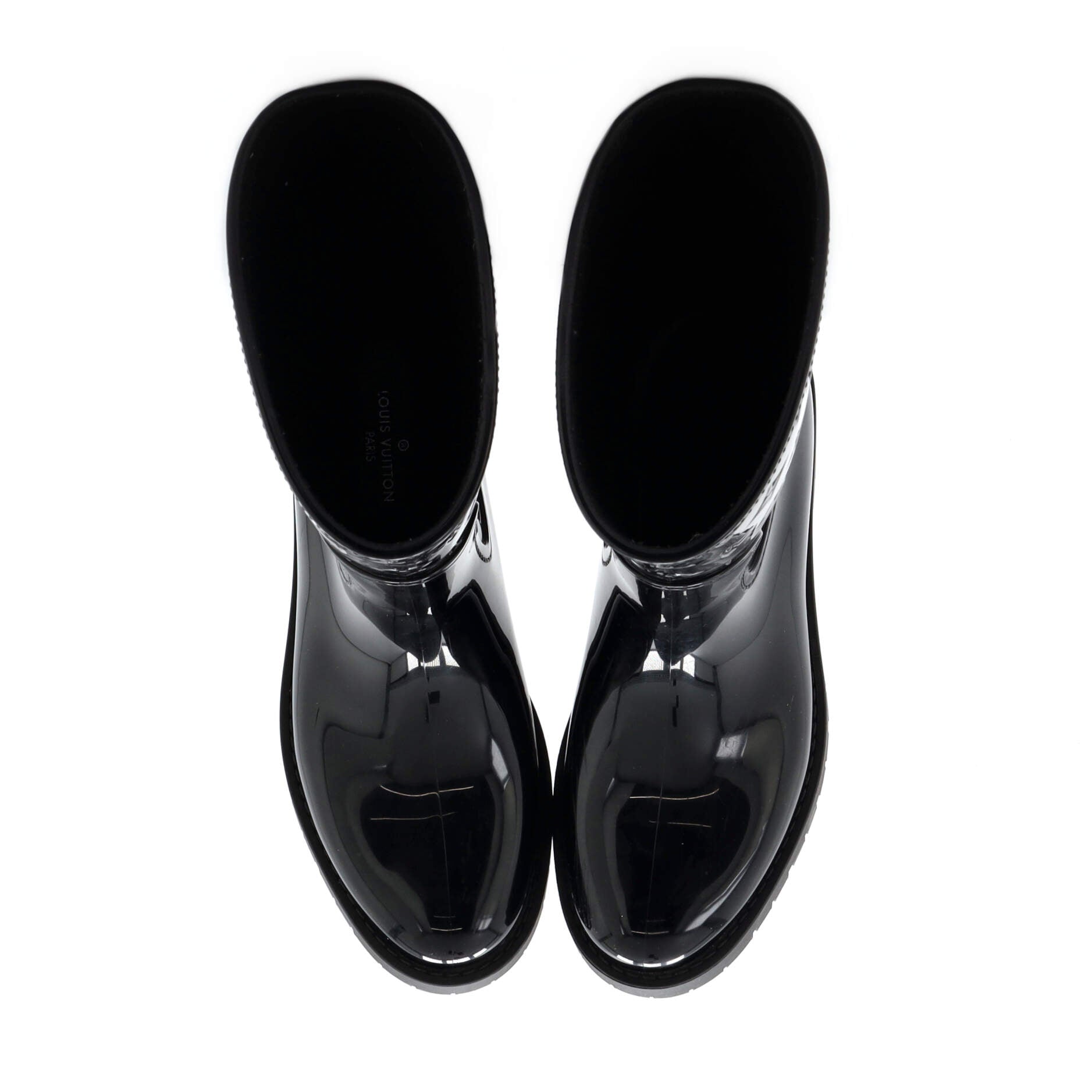 Women's Drops Flat Half Boots Monogram Embossed Rubber