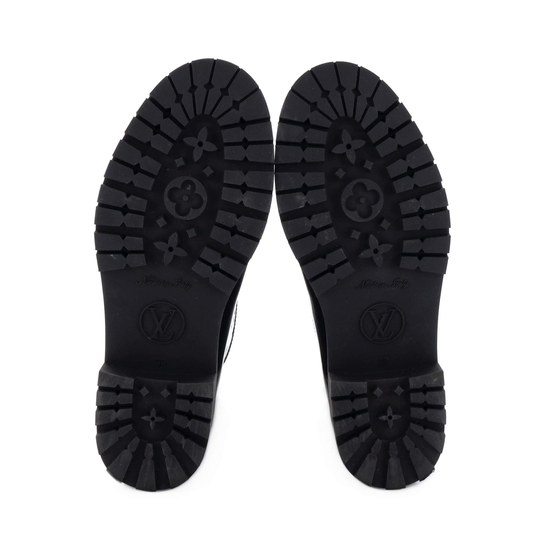 Women's Drops Flat Half Boots Monogram Embossed Rubber