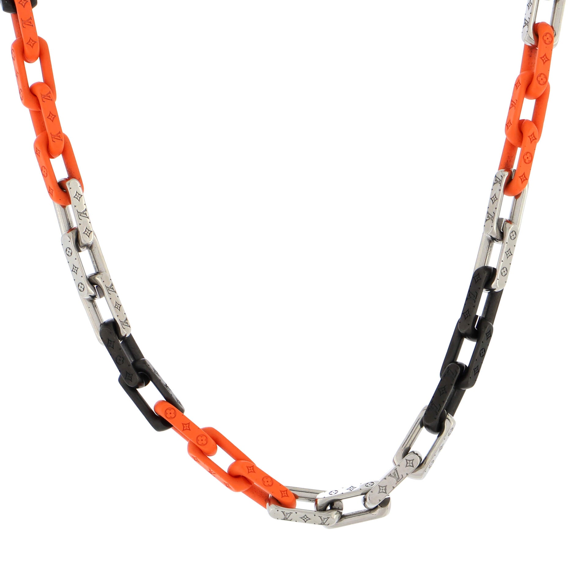 Monogram Chain Necklace Metal with Plexiglass