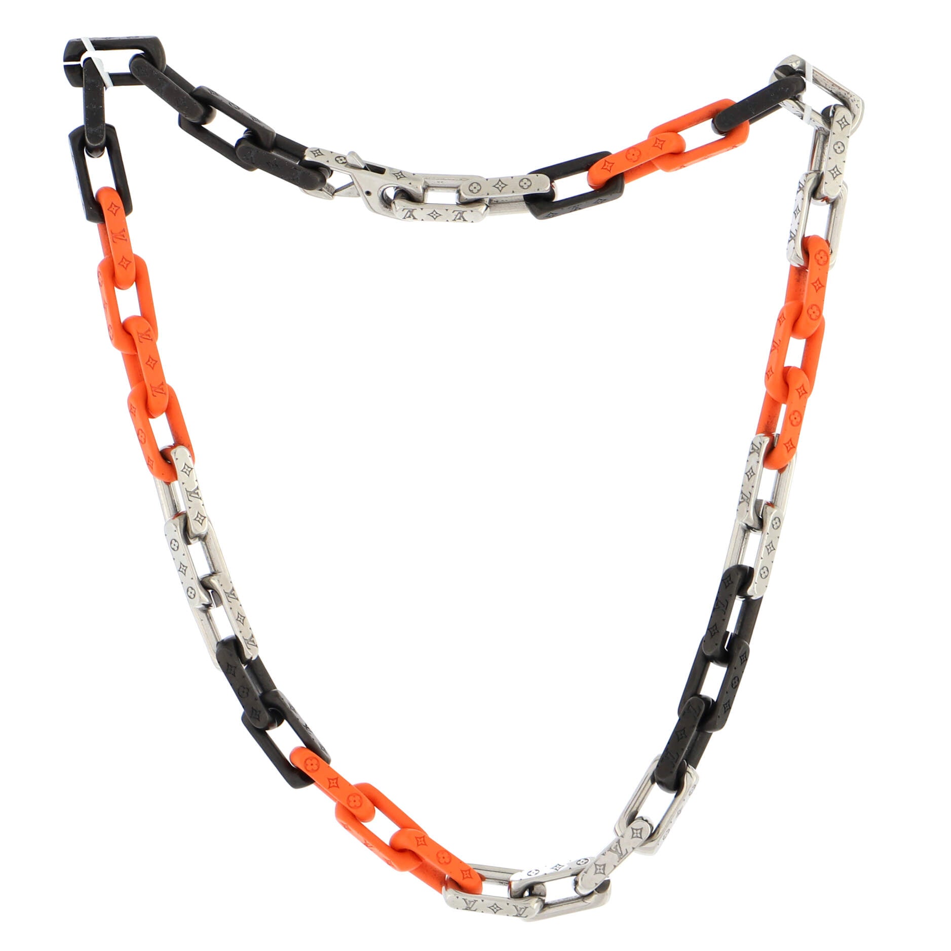 Monogram Chain Necklace Metal with Plexiglass