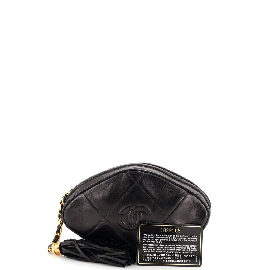 Vintage Diamond CC Tassel Clutch Quilted Lambskin Mini