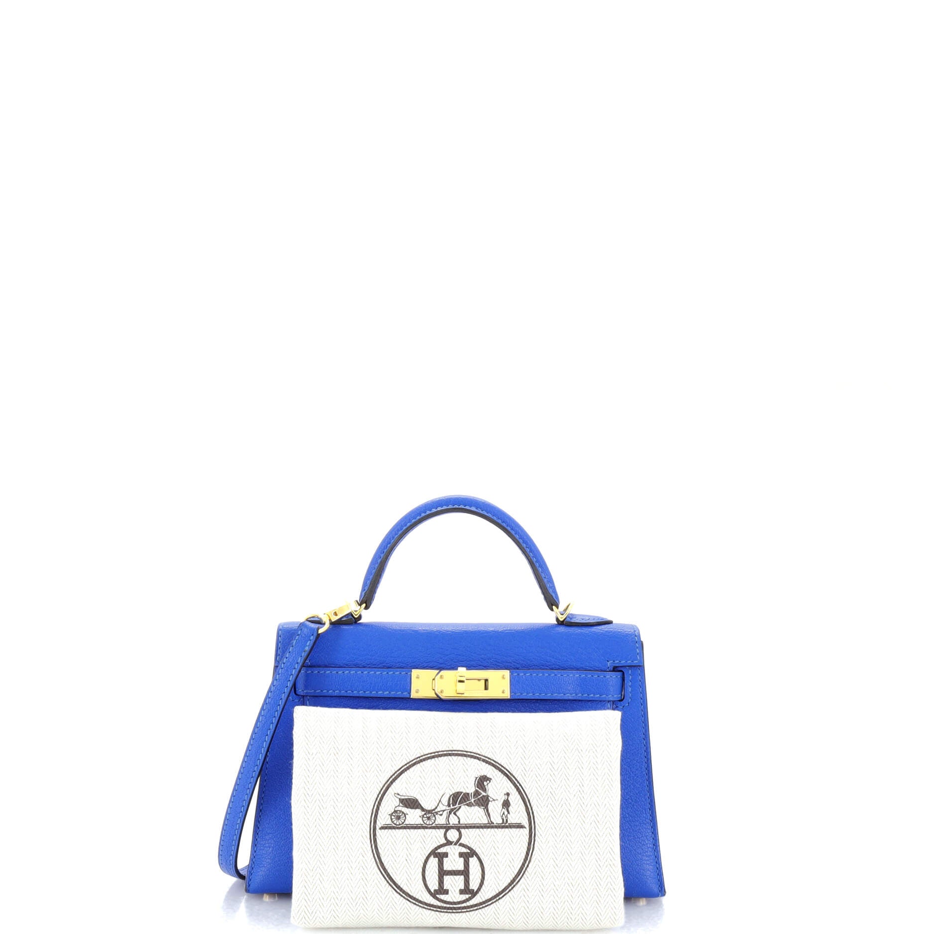 Kelly Mini II Bag Bleu Hydra Chevre Mysore with Gold Hardware 20